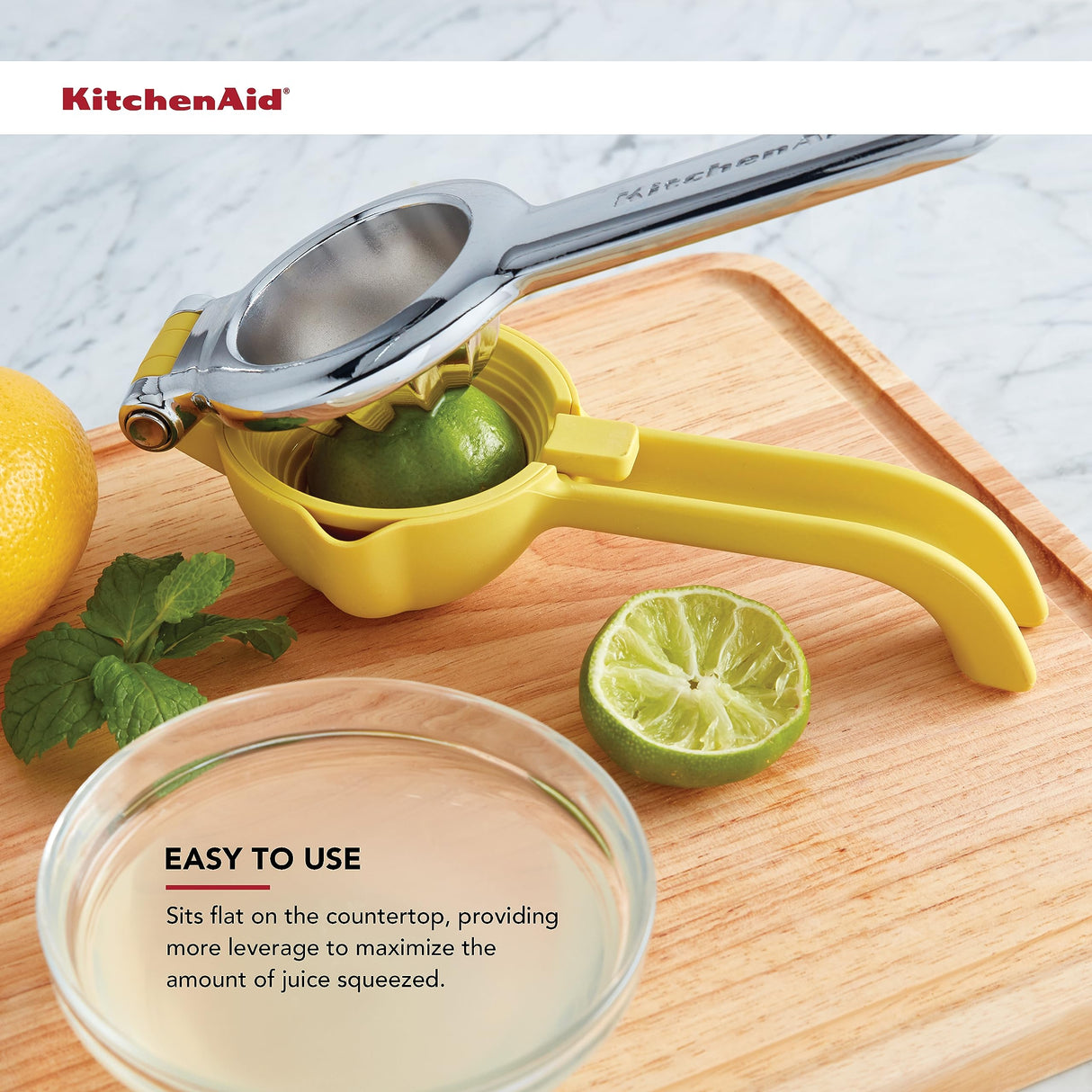 KitchenAid Citrus Juice Press Squeezer for Lemons and Limes with Seed Catcher and Pour Spout, Lemon, 8 inches KitchenAid