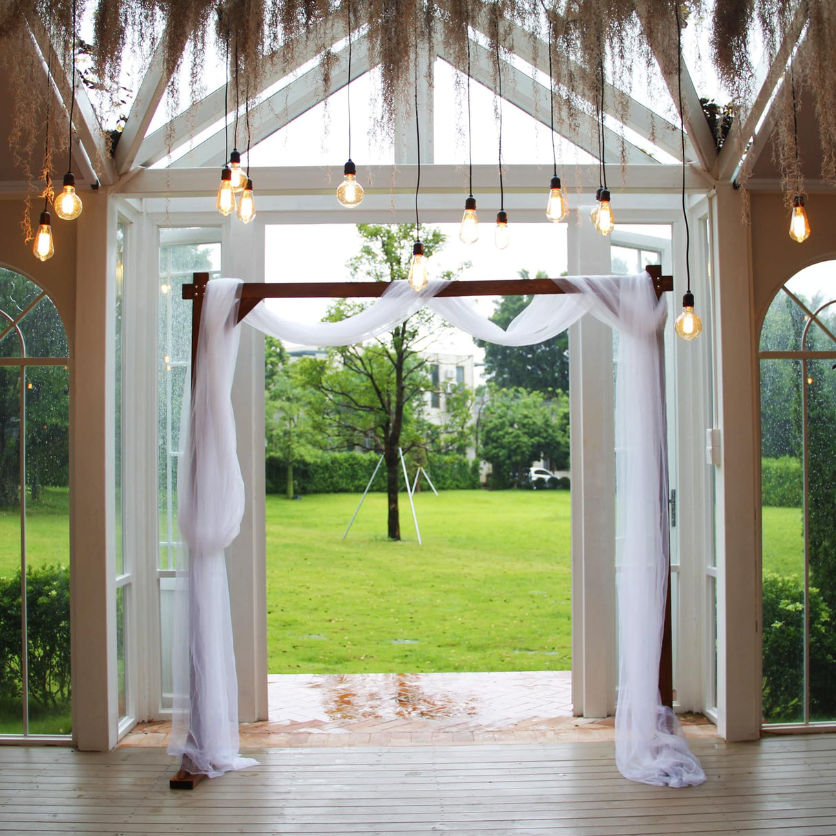 THORISE 8.9FT Wooden Wedding Arch, Wood Arch for Wedding Ceremony Gorgeous Wedding Arbor Wedding Backdrop Stand for Garden Wedding Parties THORISE