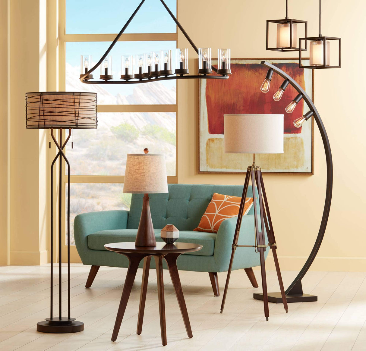 360 Lighting Fraiser Modern Accent Table Lamp 23 1/2" High Brown Faux Wood Tapered Column Oatmeal Drum Shade for Bedroom Living Room House Home Bedside Nightstand Office Entryway Kids Family 360 Lighting