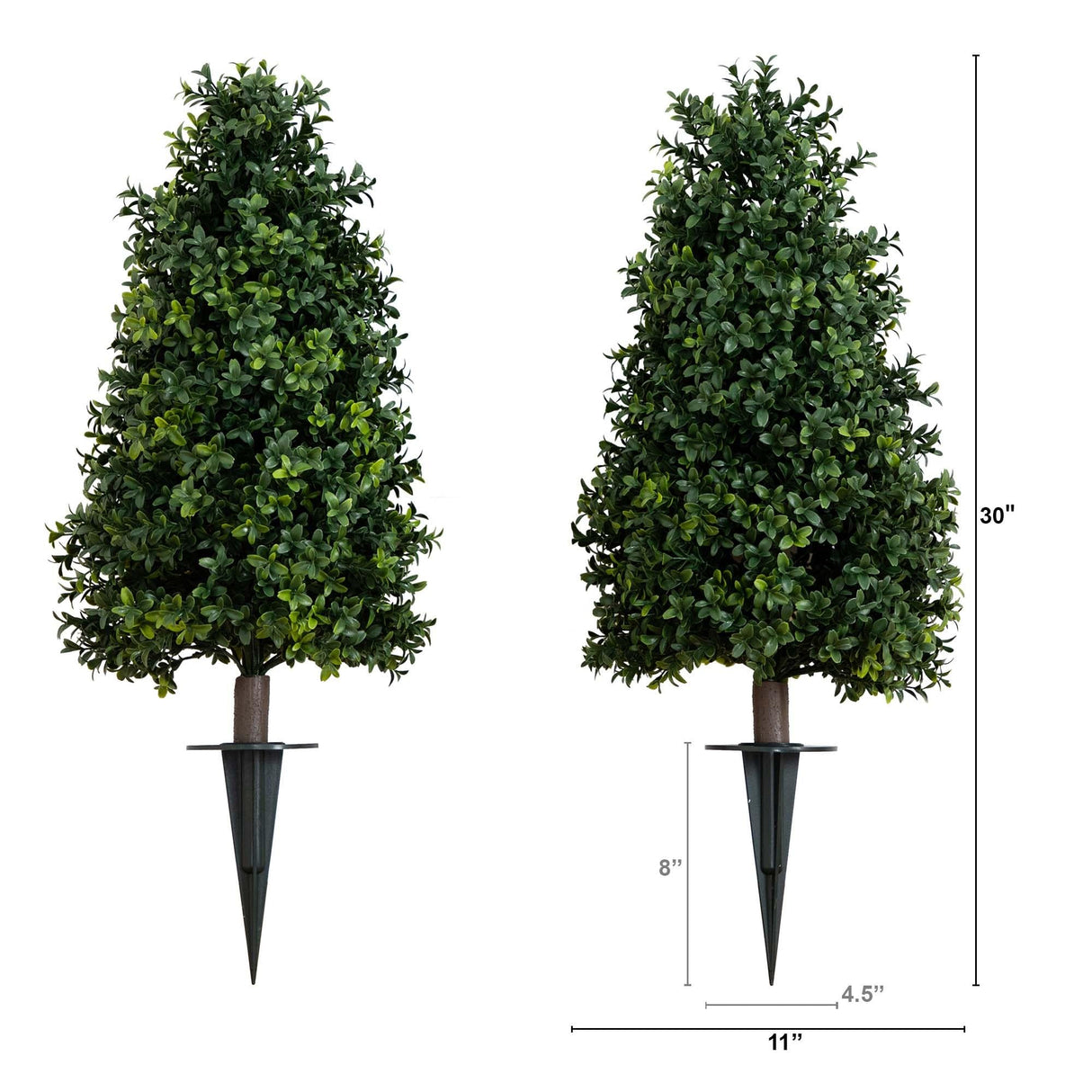 Nearly Natural 2.5ft. UV Resistant Artificial Boxwood Plant with Integrated Ground Stake (Indoor/Outdoor) - Set of 2 Nearly Natural
