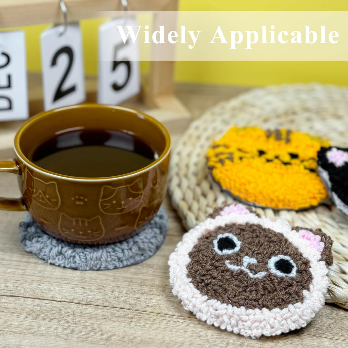 Morledoa Punch Needle Coasters Kit, Punch Needle Kits Adults Beginner, Cat Coasters Kit with Adhesive Felt, Yarns, Embroidery Hoop, Instruction Morledoa