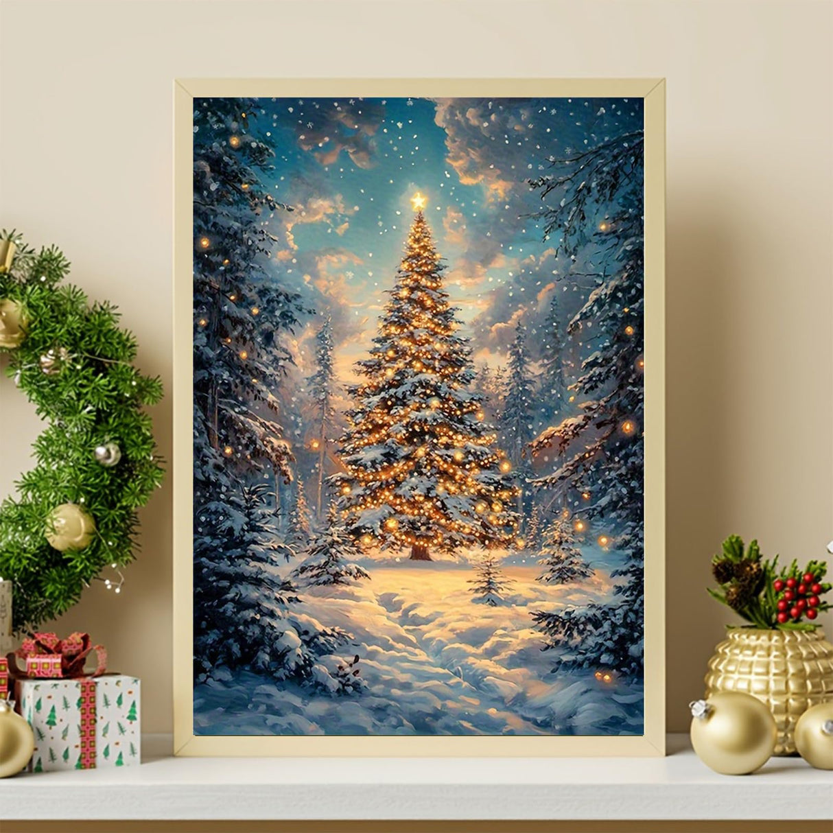 Christmas Diamond Art Kits for Adults, Christmas Tree Diamond Painting Kits for Beginner, 5D DIY Full Drill Gem Art Paint by Diamonds Dots Crafts Kits for Home Decor Gift 12x16inch LumiCraft