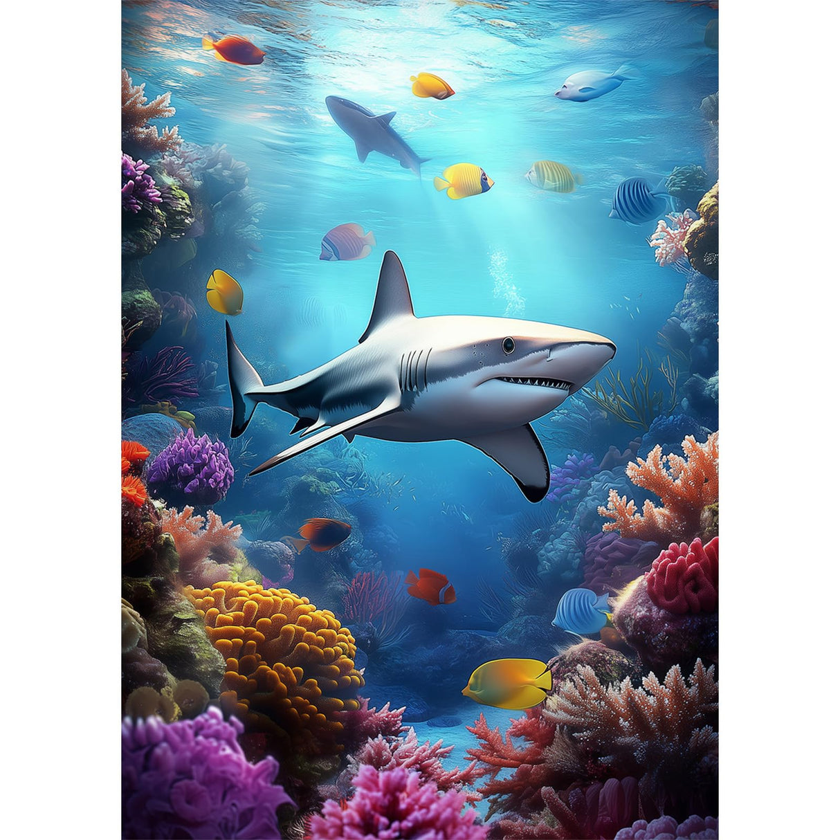 CEOVR Shark Diamond Art Kits for Adults, Ocean Life Diamond Painting Dots DIY Gem Art, Adult Crafts Kits Wall Decor for Home Office 12x16in CEOVR