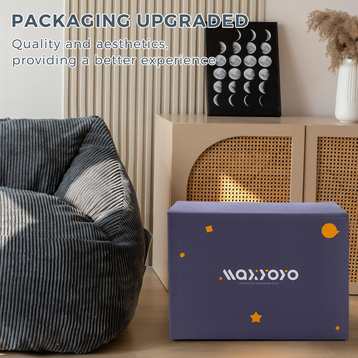 MAXYOYO Bean Bag Chair, Floor Sofa with Handle, Bean Bag Chairs for Adults and Kids, Teens Living Room Bean Bag, Accent Sofa Chair with Pocket for Gaming Reading Relaxing MAXYOYO