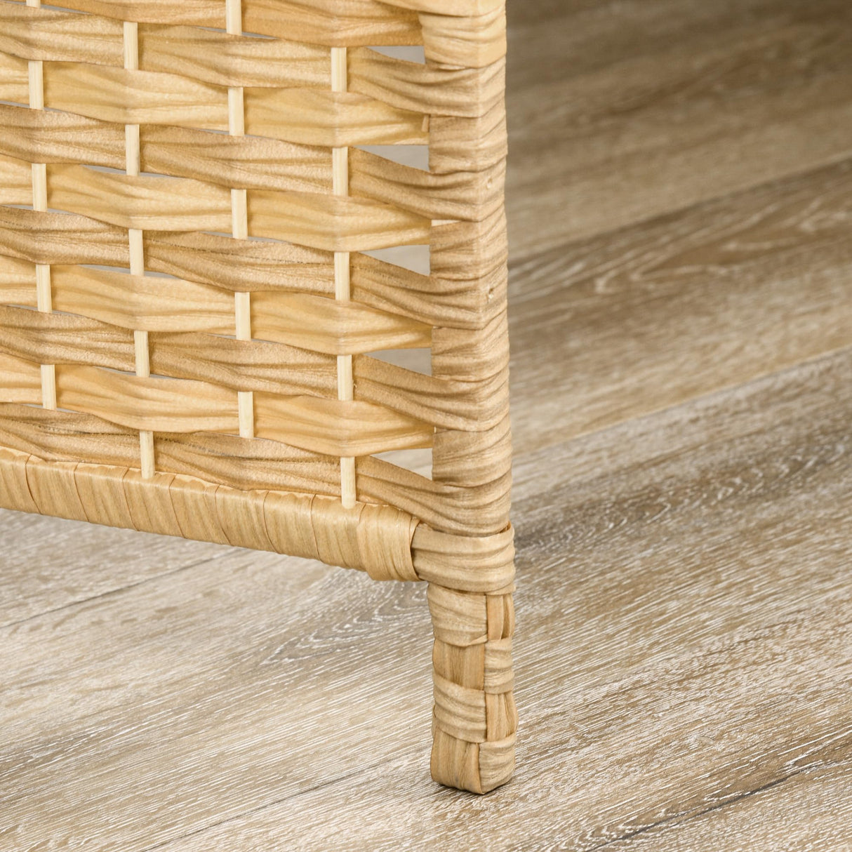 HOMCOM 3 Panel Room Divider, 6' Tall Folding Privacy Screen, Hand-Woven Freestanding Wall Partition for Home Office, Bedroom, Nature Wood HOMCOM