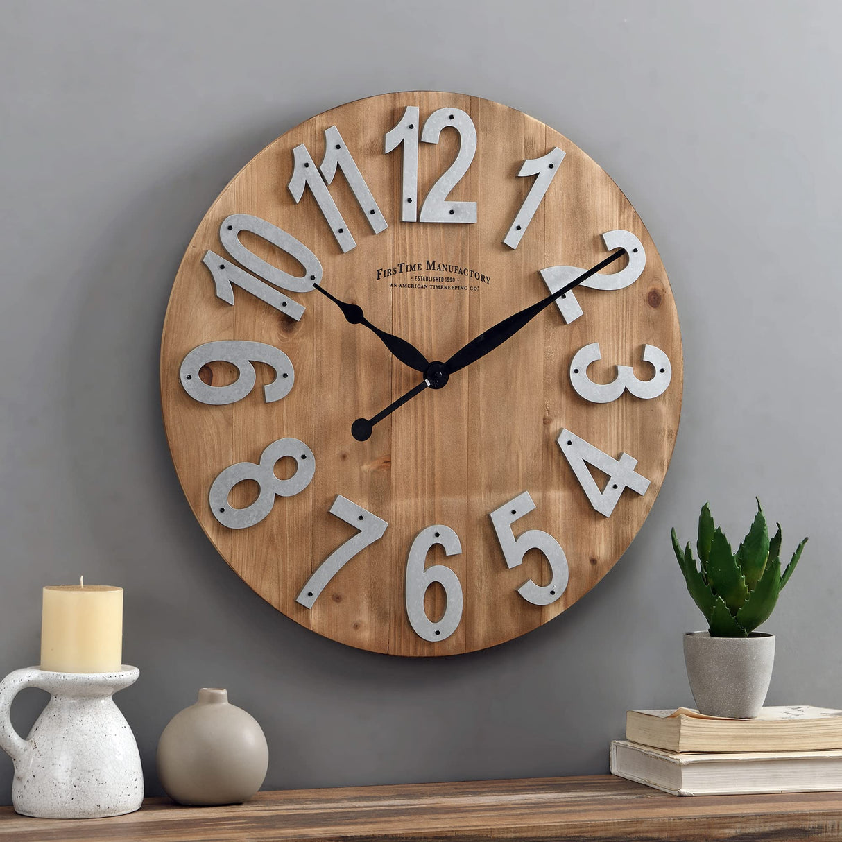 FirsTime & Co. Slat Wood Wall Clock, 22.5", Tan,243 FirsTime & Co.