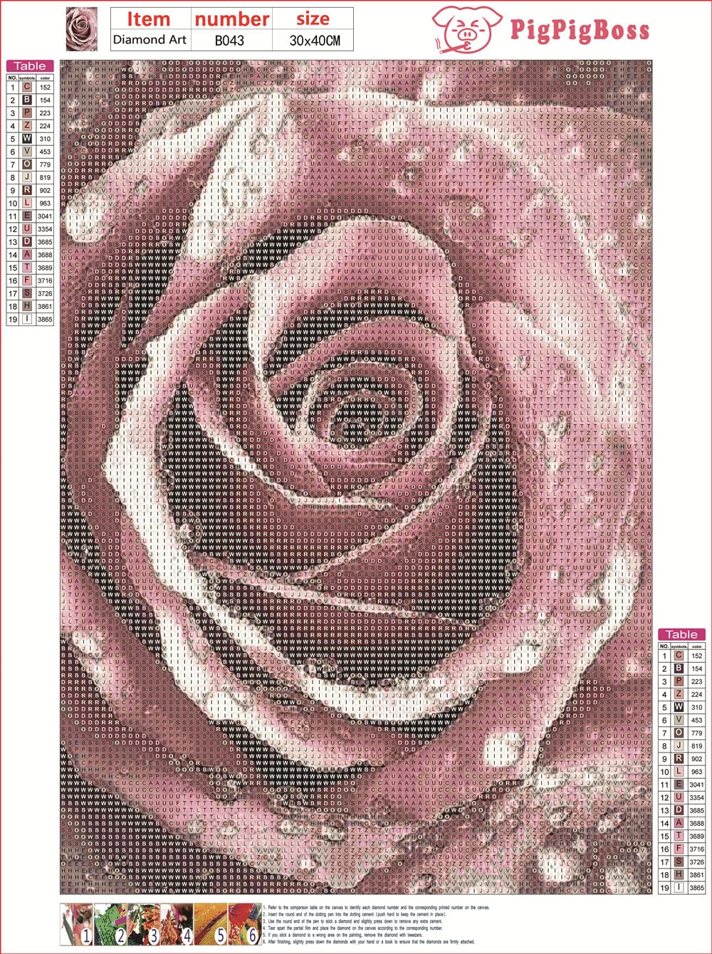 pigpigboss Pink Rose Diamond Painting Art Kit, 5D Full Round Drill Waterdrop Rose Diamond Dots Arts Crafts for Adults Beginner Home Office Wall Holiday Decor (11.8 x 15.7 inches) pigpigboss