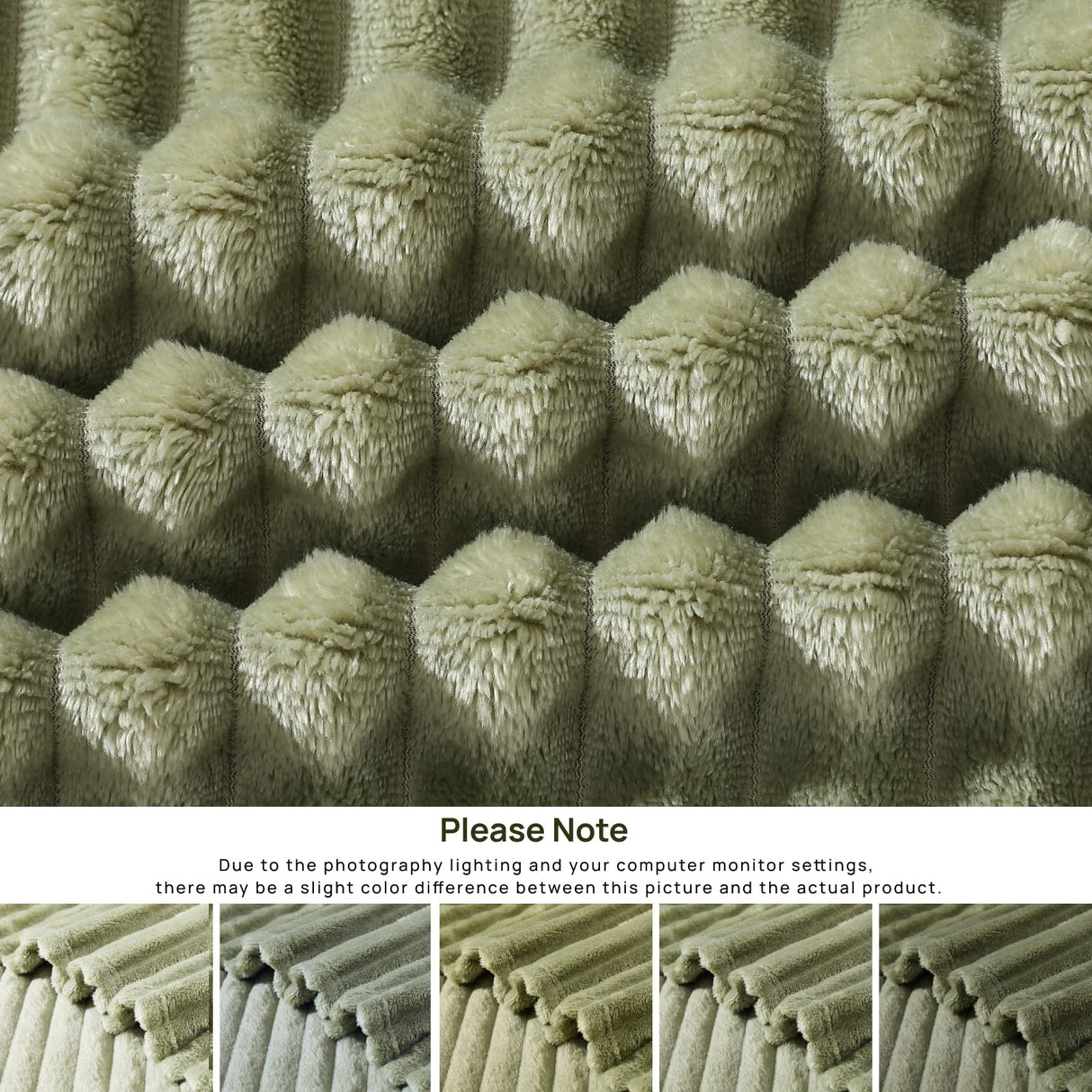 Geniospin Throw Blanket for Couch, Bed, Sofa – 280GSM Super Soft Lightweight Blanket with Stripe, 3D Ribbed Jacquard Blanket, Plush Fuzzy Cozy Throws, Warm and Breathable (Sage Green, 50x60 inches) Geniospin