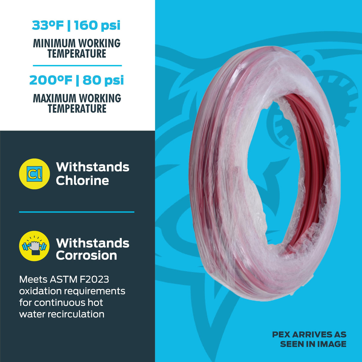 SharkBite 3/4 Inch x 100 Feet Red PEX-B, PEX Pipe Flexible Water Tubing for Plumbing, U870R100 SharkBite