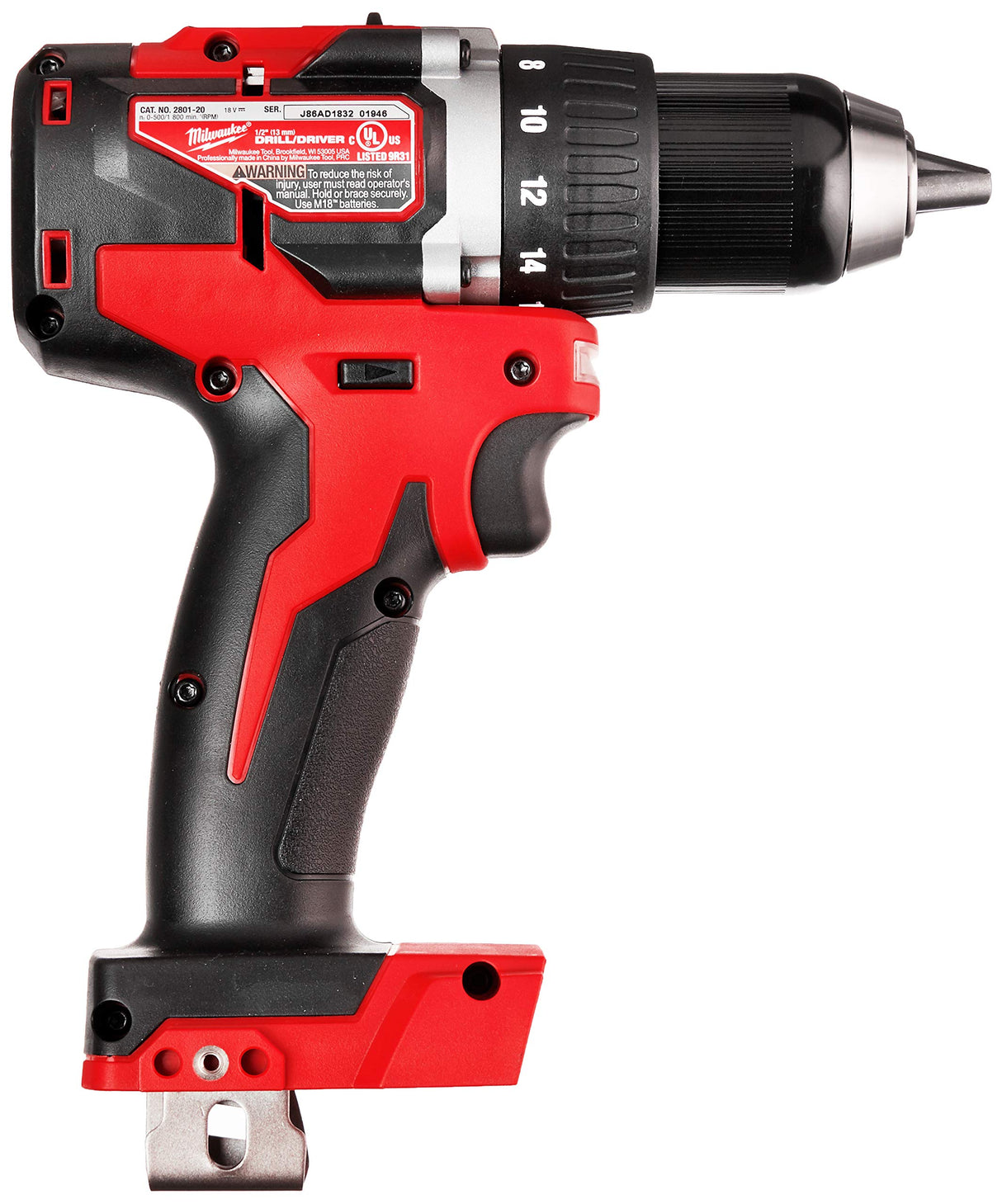 Milwaukee M18 18-Volt Lithium-Ion Brushless Cordless 1/2 Inch Compact Drill/Driver (Tool-Only) 2801-20 Milwaukee