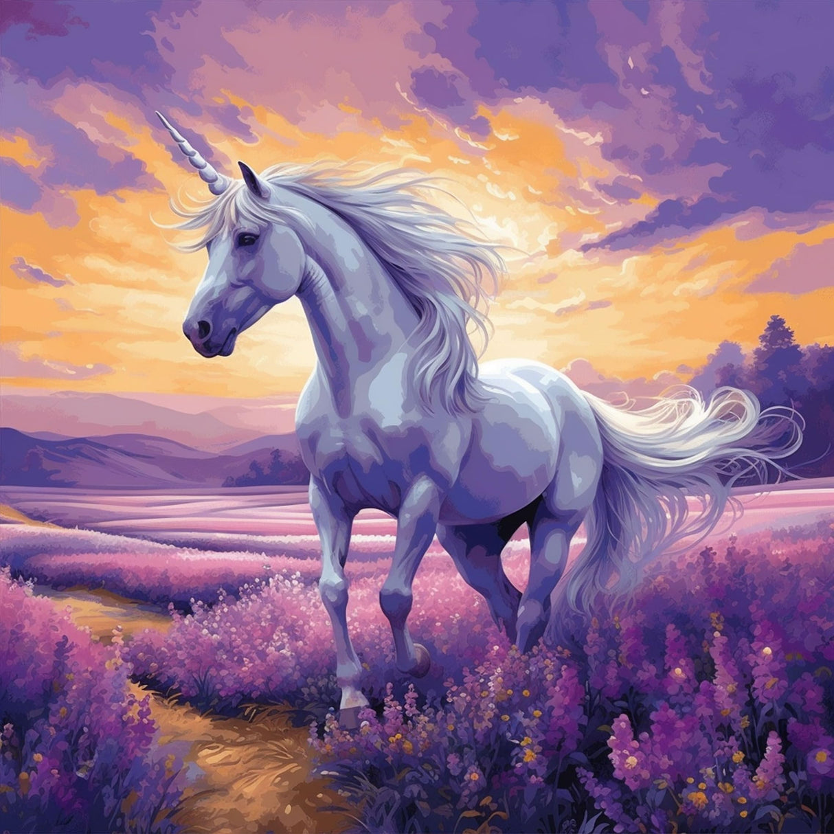 OfFsum Paint by Numbers for Adults Kids Beginner Unicorn Wings Lavender Field 6 DIY Acrylic Painting by Numbers Kits with Brushes Acrylic Pigment Home Decoration Brithday Gifts 16 x 20 inch OfFsum
