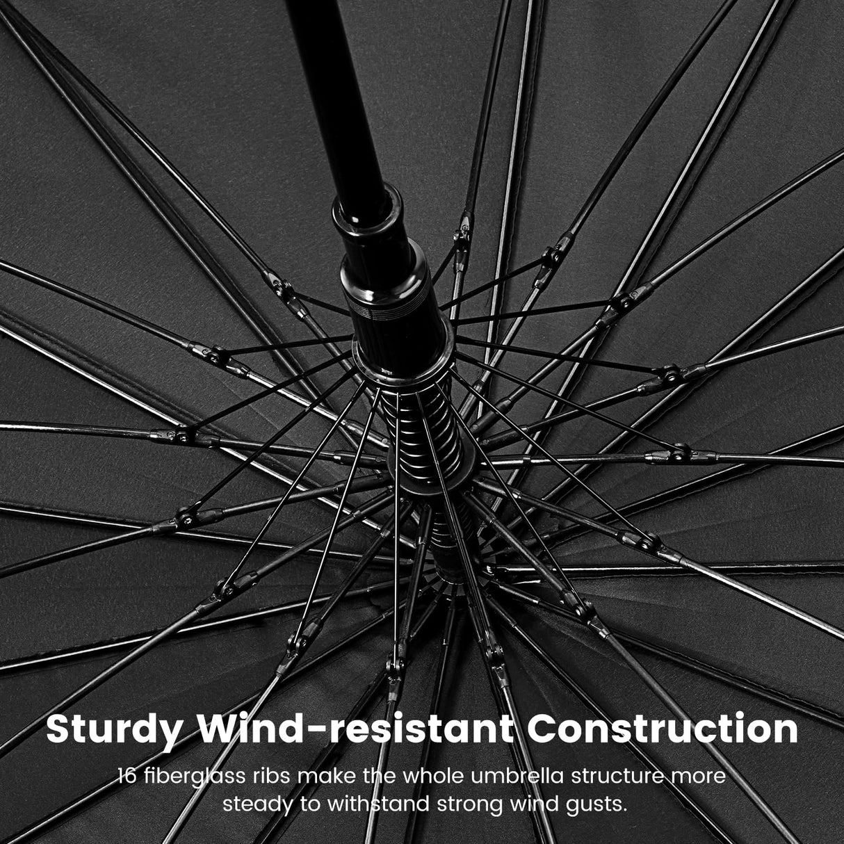 G4Free 54 Inch Large Windproof Umbrella for 2 Persons, 16 Ribs Auto Open Classic Wooden J Handle Cane Stick Golf Rain Umbrellas for Men Women Travel 120cm G4Free