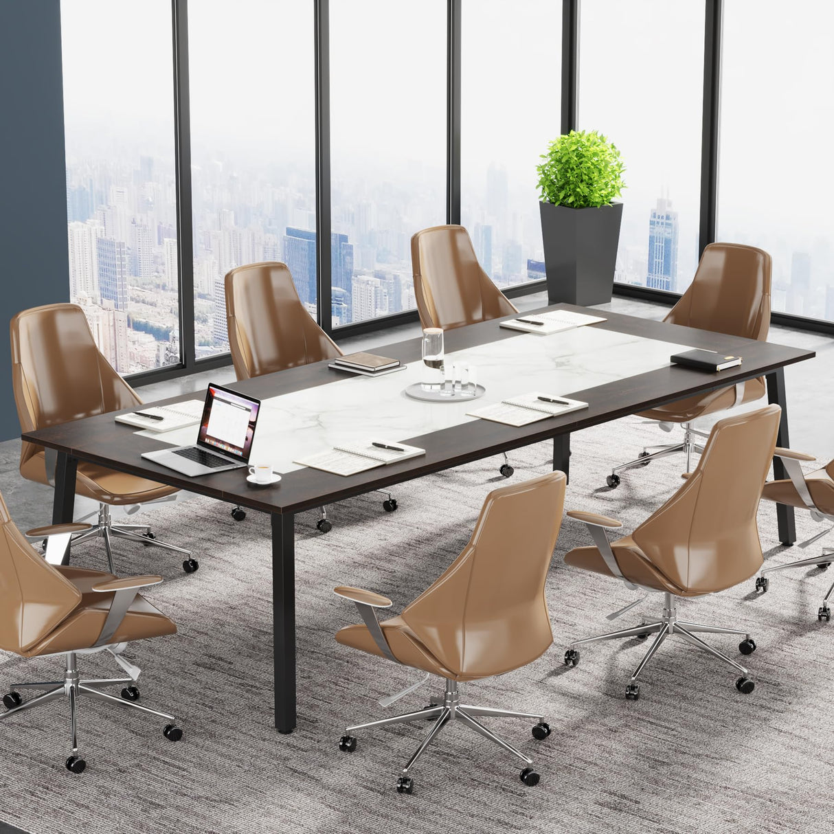 Tribesigns 6.56 FT Conference Table, 78.74-Inch Large Meeting Table for 8-10 People, Rectangle Office Conference Room Table, Business Seminar Table for Office Meeting Conference Room Tribesigns
