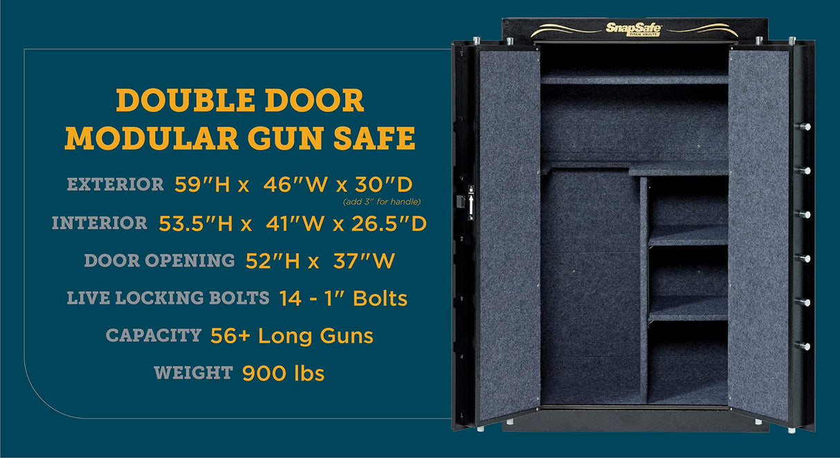 SnapSafe Super Titan Double Door Digital Modular Safe, 59" H x 46" W x 30" D- Matte Black SnapSafe