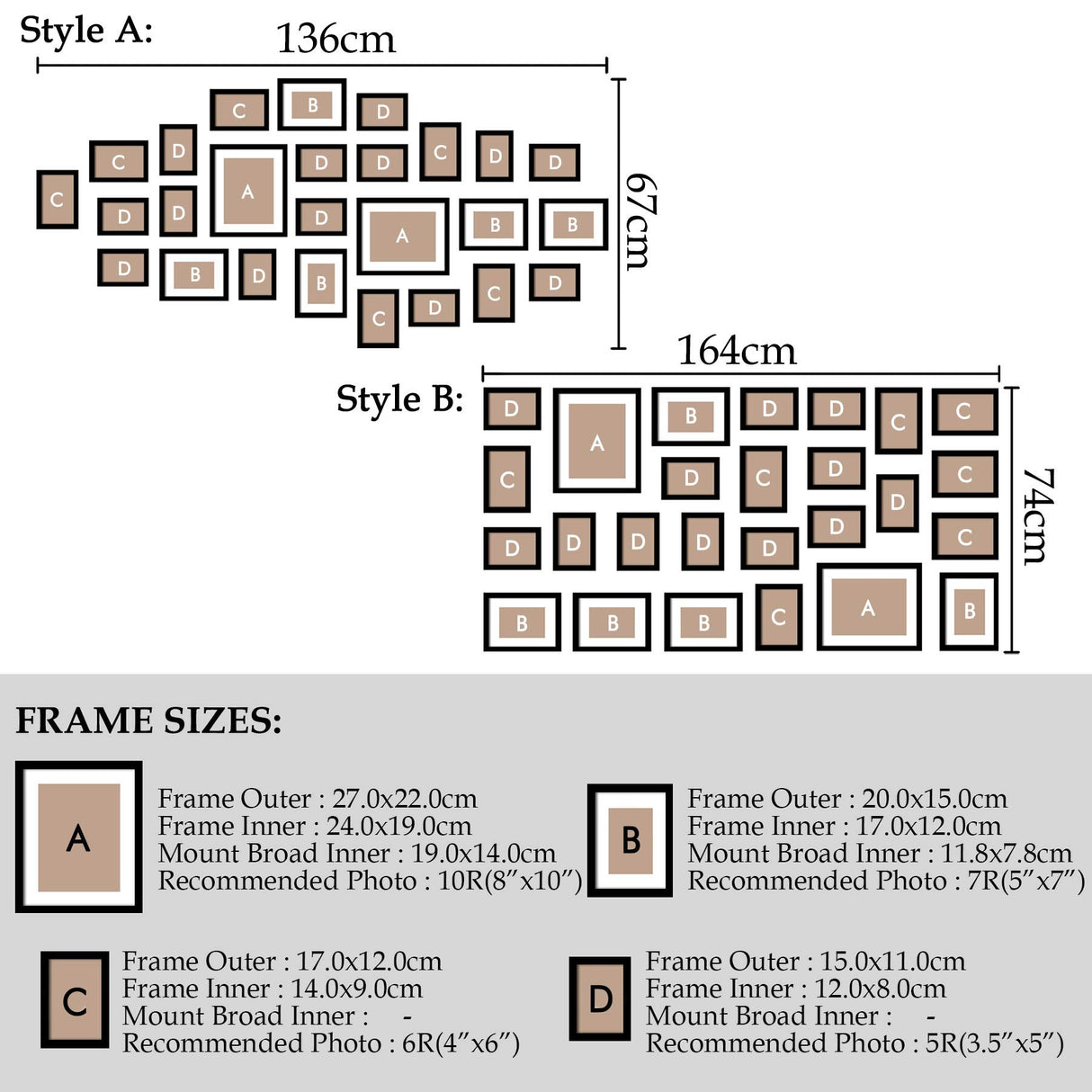 26 Pieces Picture Frames Set Collage Photo Frames Wall Gallery Kit for Wall and Home, Two in 8X10, Five in 5X7, Seven in 4X6, Twelve in 3.5X5 in Black White (Black) Transforcat