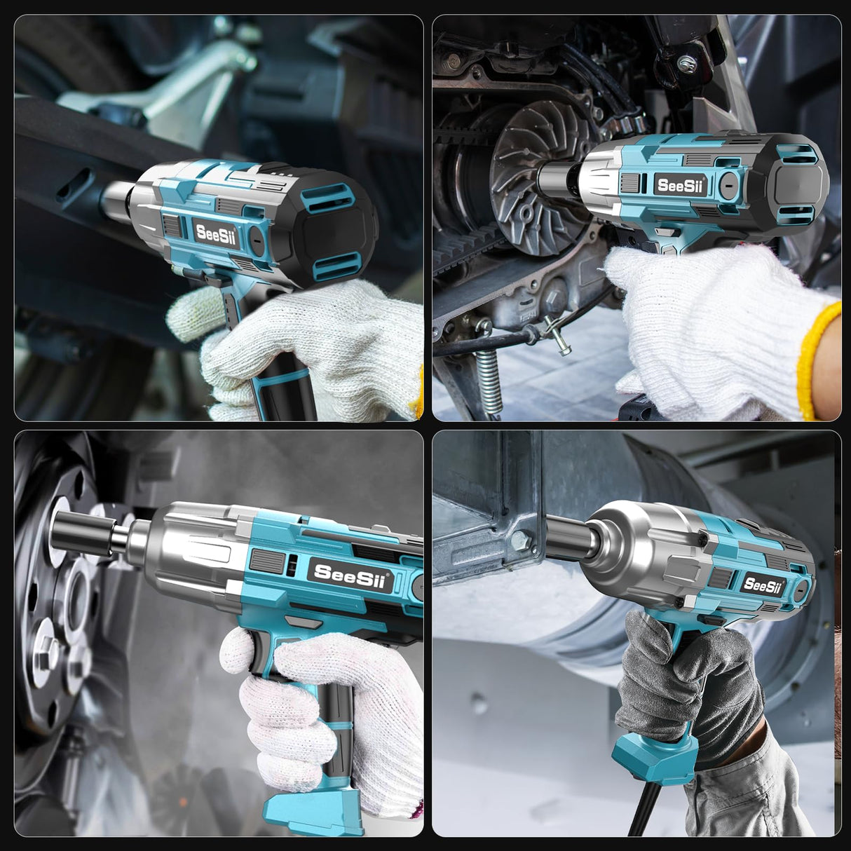 Seesii Electric Impact Wrench Corded, 368Ft-lbs(500N.m) Torque 1/2 inch Impact Gun with 8Amp Cord, 4 Sockets for Car Tire and Home DIY, AC500 Seesii