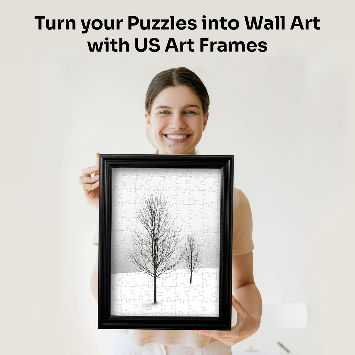 US Art Black 15x20.5 Puzzle Frame .75" Inch Wide - Handmade Solid Wood Jigsaw Puzzle Frames with Preinstalled Hangers and UV Blocking Plexiglass 20.5 x 15 Picture Frame US Art