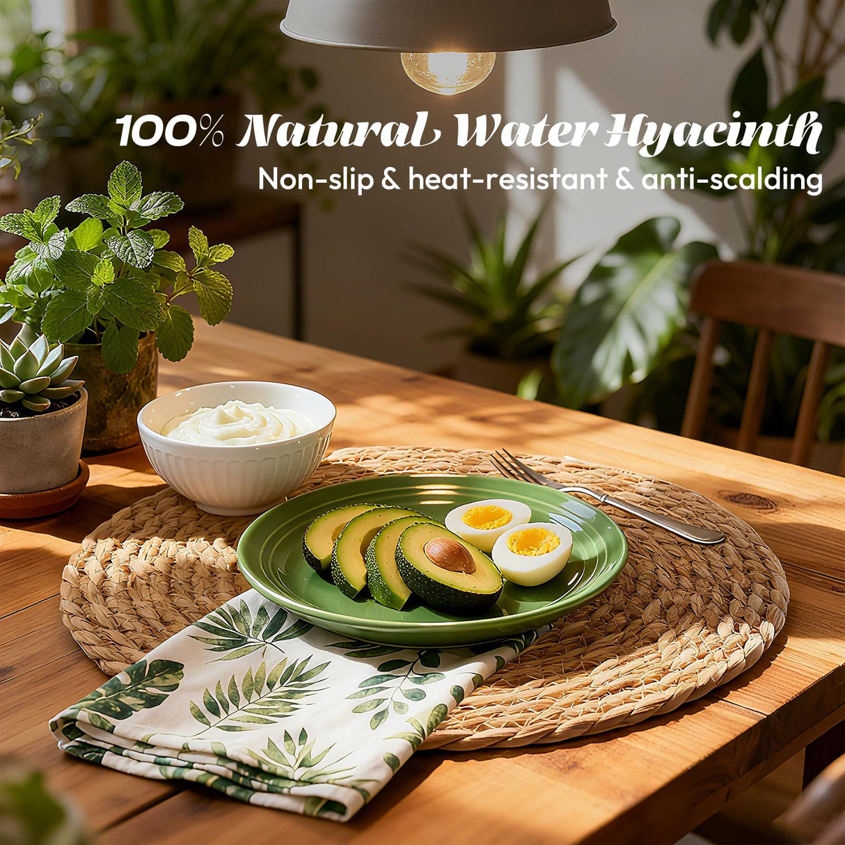 13 in Round Woven Placemats Plate Chargers Set of 12, Boho Farmhouse Rustic Woven Place Mats for Kitchen Dining Party Table Decor, Rattan Wicker Table Mats Jute Braided Chargers for Dinner Plates XOHUYD