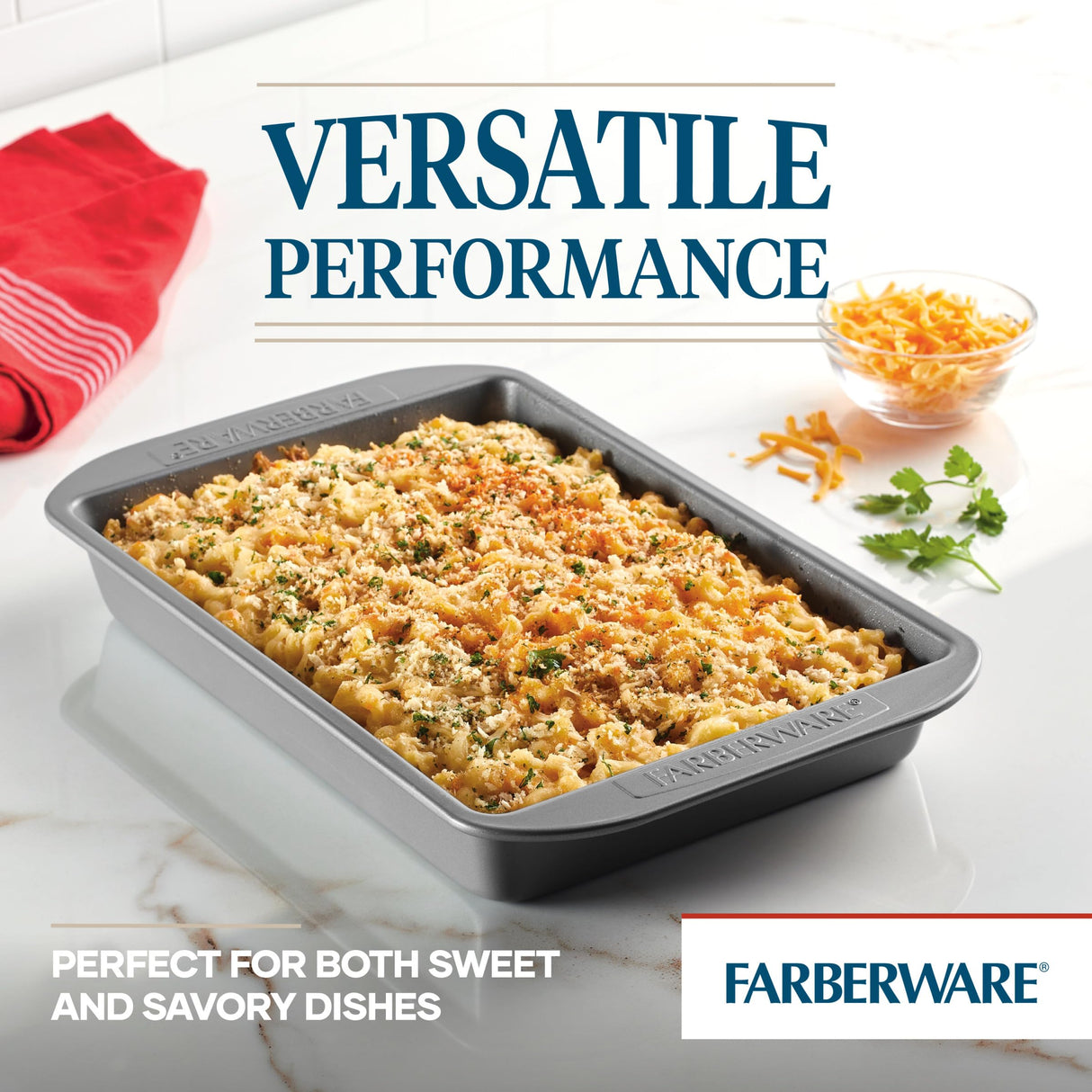 Farberware Nonstick Bakeware Baking Pan With Lid / Nonstick Cake Pan With Lid, Rectangle - 9 Inch x 13 Inch, Gray Farberware