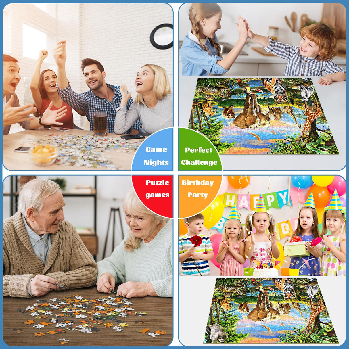 1000 Pieces Puzzles for Adults, Animal World Jigsaw Puzzle Challenging Night Game, Interlock Perfectly No Dust, for House Decoration, Birthday Party Holiday Toy for Kids Boys and Girls TangMosaic