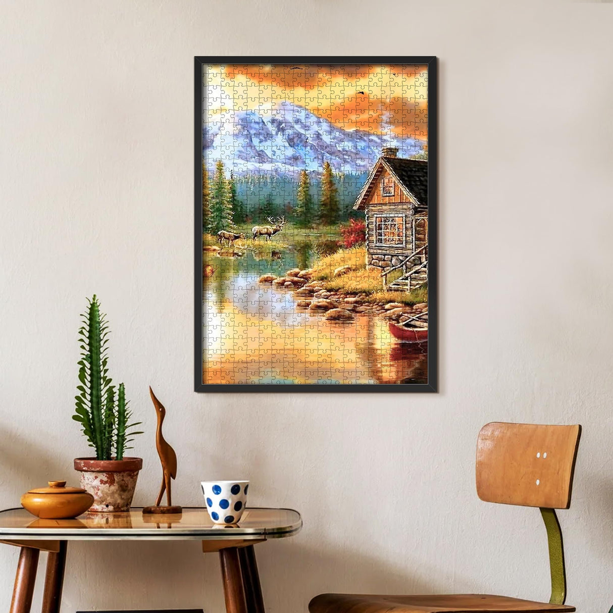 upsimples 19.7x27.6 Puzzle Frame, Display 18x24in with Mat or 50x70cm Without, Wall Hanging 1000 Pieces Puzzles Frames, Black, 1 Pack upsimples