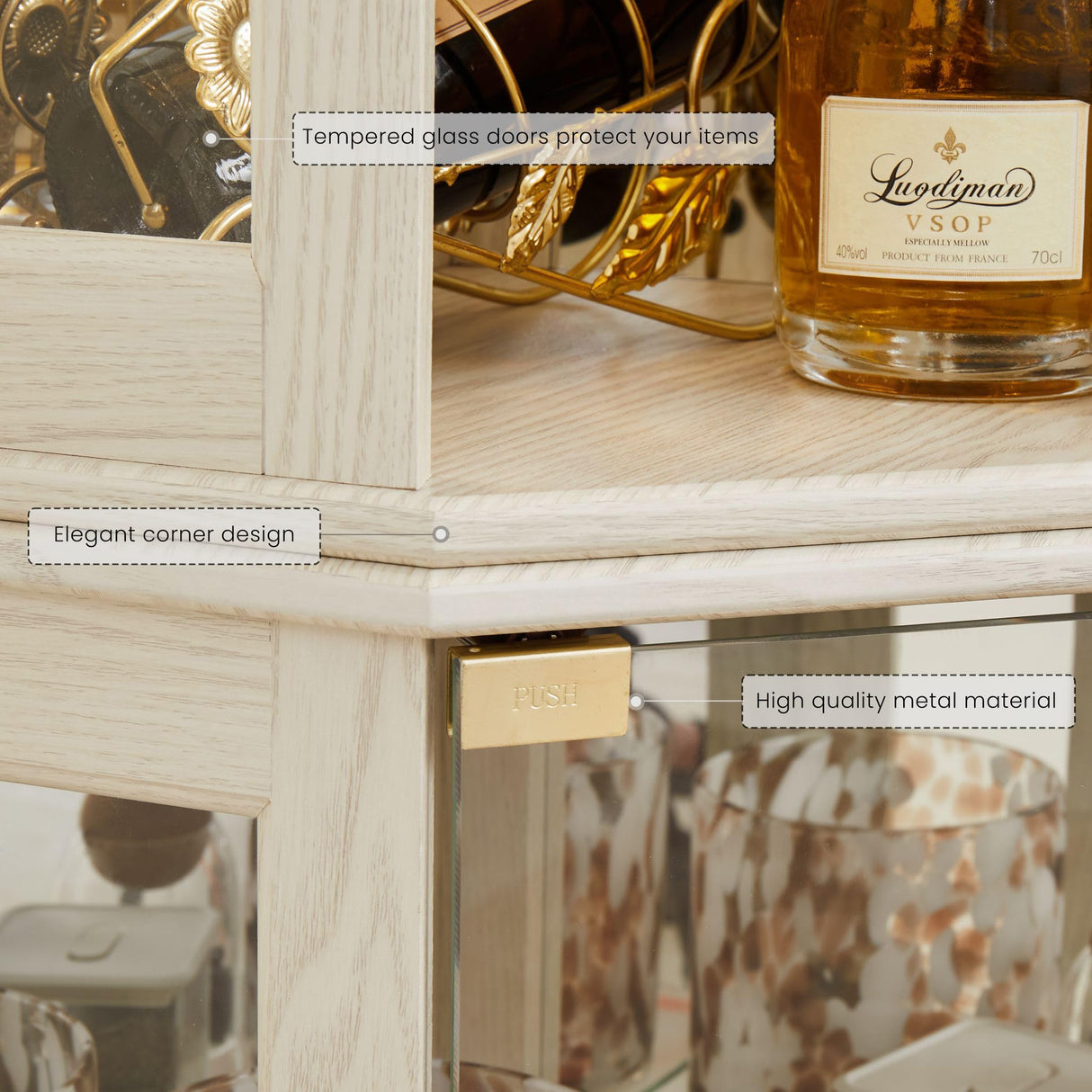 KavlSean 70" H Corner Curio Cabinet, Lighted Glass Display Cabinet with Elegant Tempered Glass Door, Adjustable Shelve, China Cabinet with Light Bulb, Mirrored Back Panel for Living Room (White) KavlSean