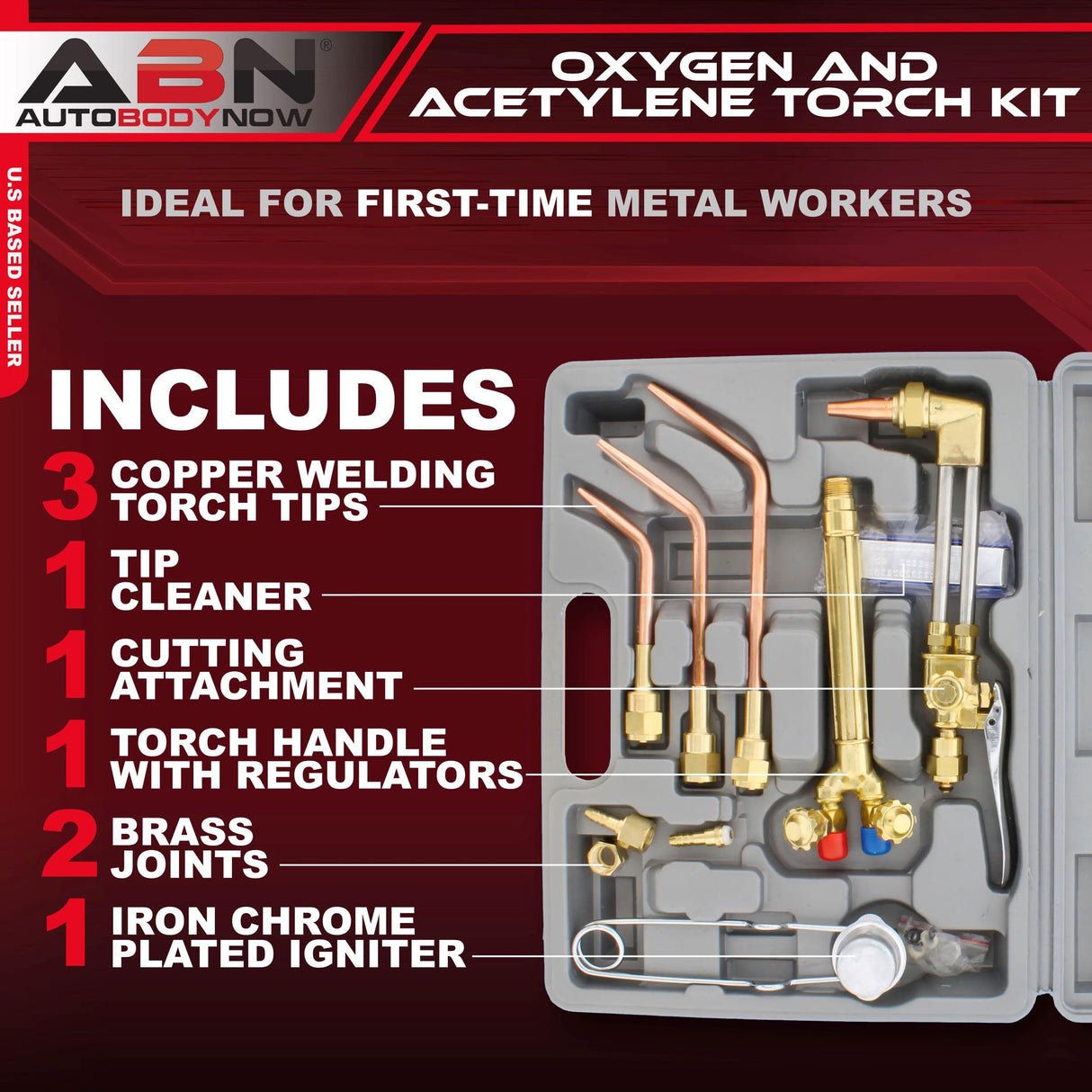 ABN Oxygen & Acetylene Torch Kit – 10 Pc Welding Kit Metal Cutting Torch Kit, Portable Cutting Torch Set Welder Tools ABN
