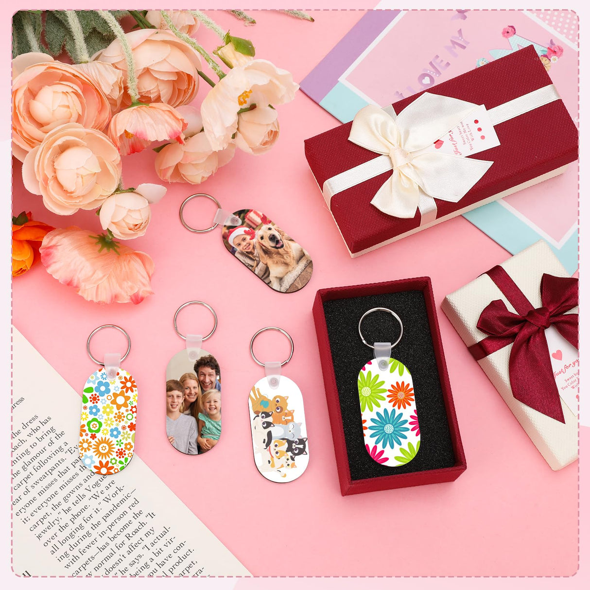 Guiqulai 300 Pcs Sublimation Keychain Blanks Bulk Double Side Heat Transfer Sublimation MDF Blank Set with Keychain Rings & Jump Rings,Heat Transfer Keychain Blank Board for DIY Crafts(Oval) Guiqulai