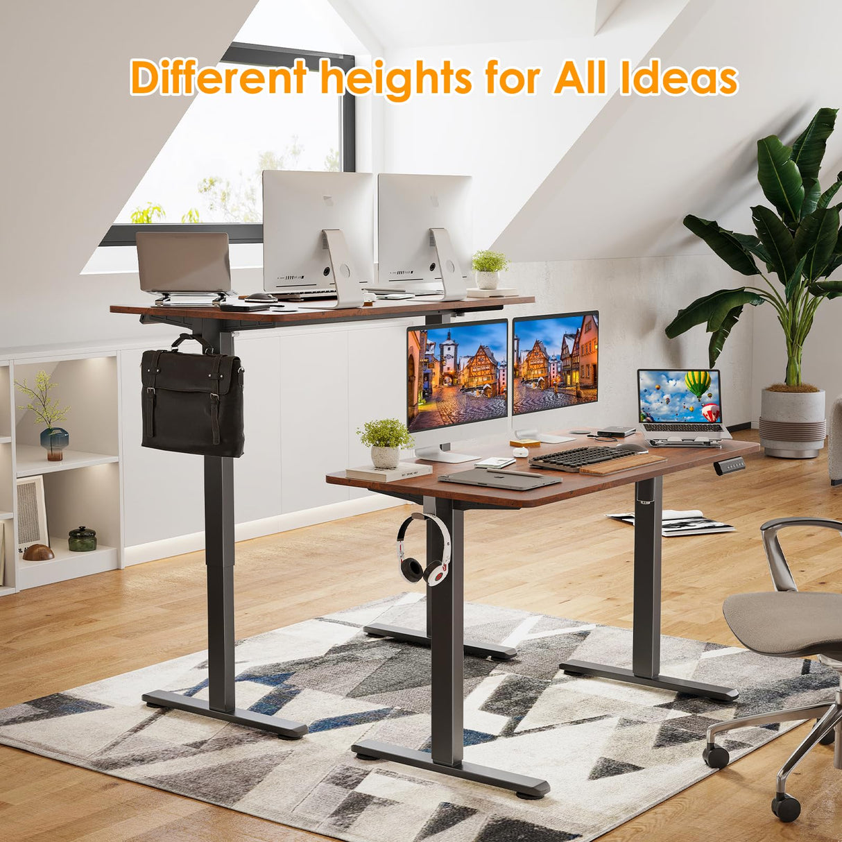 STARY Electric Standing Desk Adjustable Height Sit Stand Home Office Desk with Splice Board STARY
