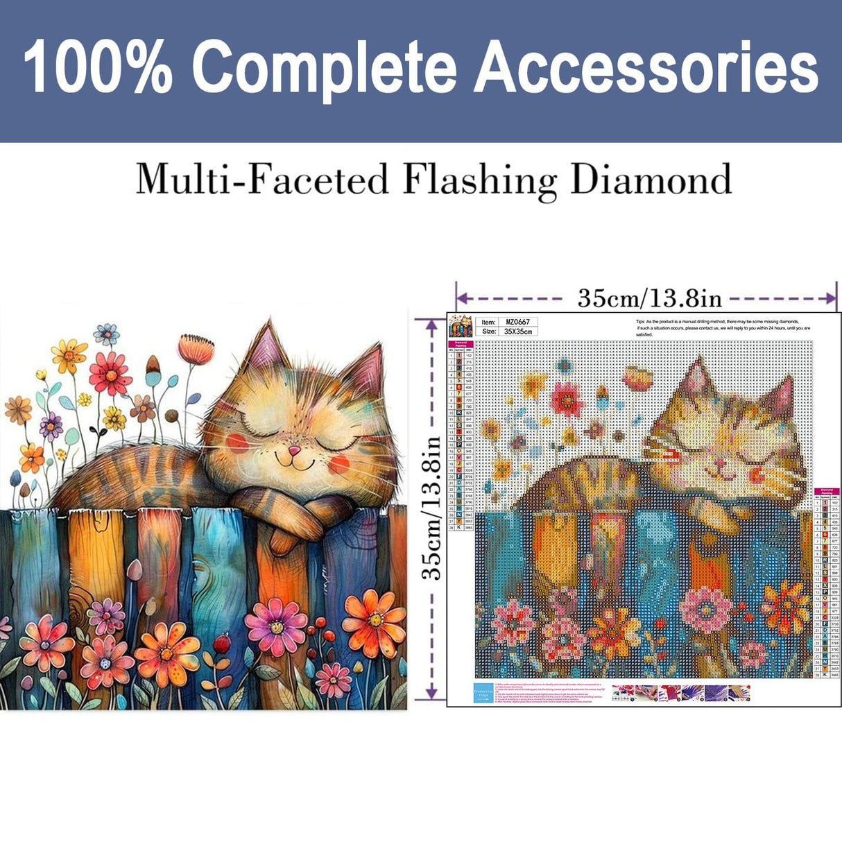 ijbnhd Cute Cat Diamond Art Kits for Adults, DIY Cat Diamond Painting Kits for Adults, 5D Flowers Full Drill Gem Art for or Crafts Home Wall Decor Gift 14X14inch ijbnhd