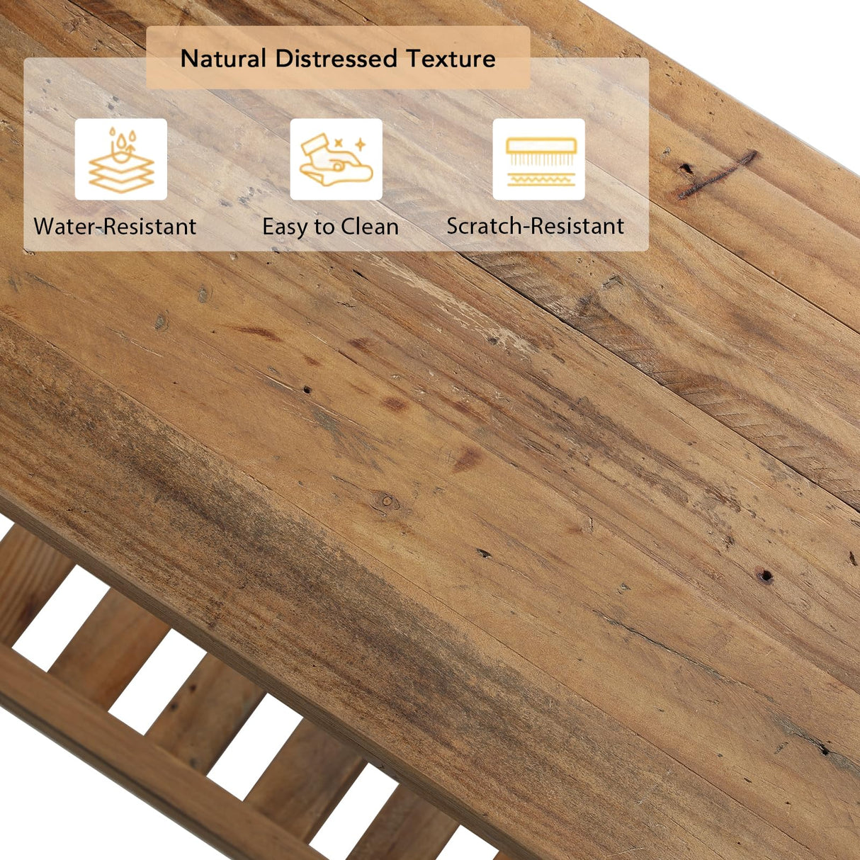 HOKYHOKY Reclaimed Solid Wood Console Table, 59" Long Farmhouse Entryway Tables, Rectangular Couch Table Behind Sofa, 2 Tiers Accent Tables for Hallway, Entrance, Foyer, Living Room HOKYHOKY