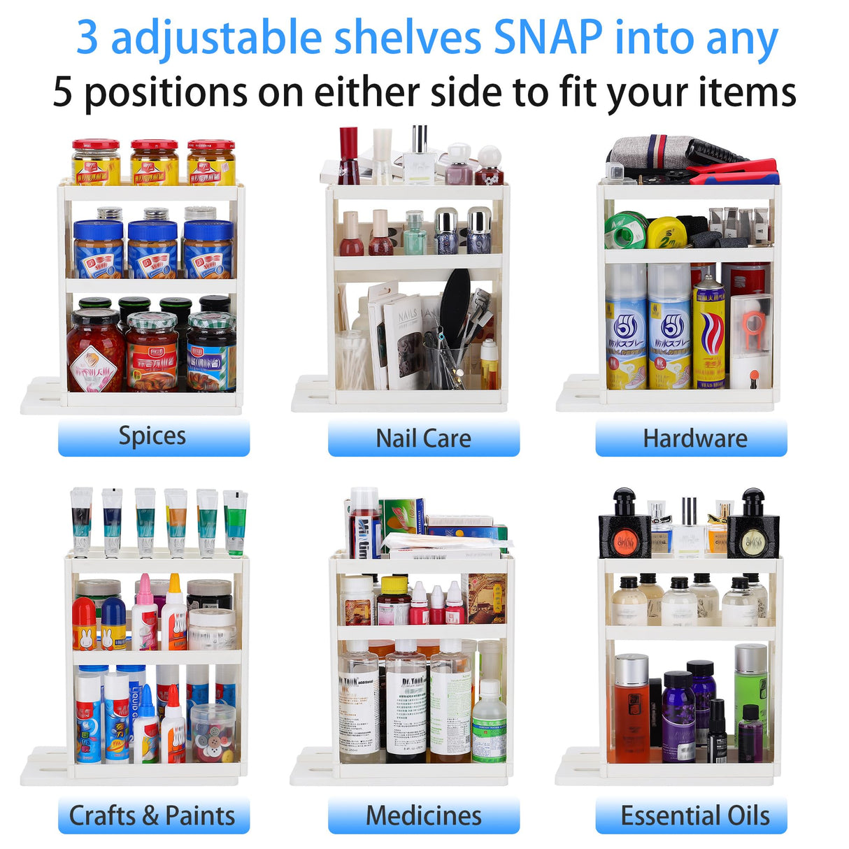 Dutiplus Medicine Organizer 2 Three-Decker Shelves Cabinet Storage Rack Organizer for Holding Vitamins, Supplements Cosmetics 10.82”H x 5.82”W x 10.43”D (Creamy White) WoodArtSupply