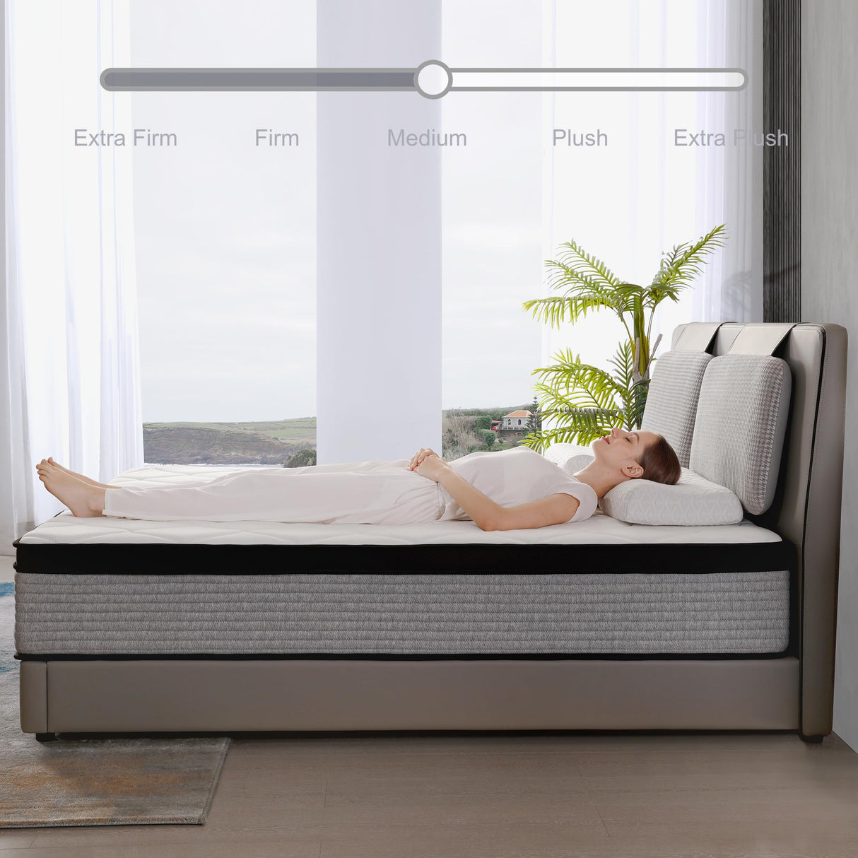 OGlAWA Queen Size Mattress Memory Foam 10 inch Gry Queen Mattress a Box indvidual Pocket Sping Breathable Comfontable for Sleep Suporive Pressure Reie. (10 inch, Queen) OGIAWA