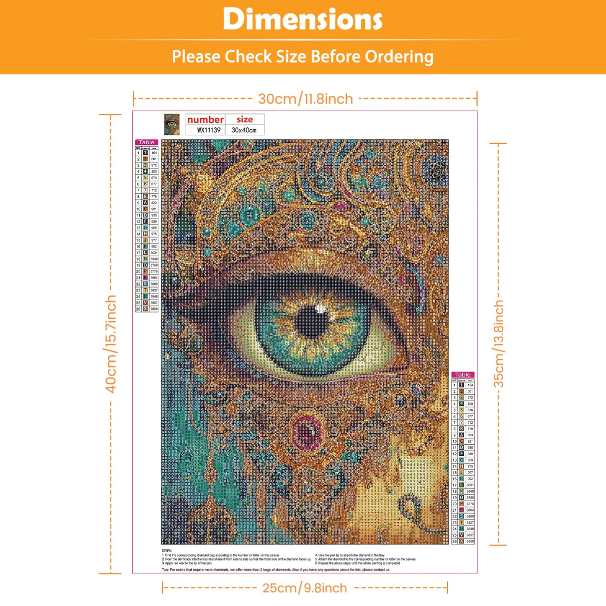 KEYIFA Eye Diamond Art Kits, 5D DIY Diamond Painting for Adults, Round Full Drill, Fantasy Diamonds Dots Mosaic Painting, Crystal Gem Arts Craft for Home Wall Decor 12x16 in KEYIFA