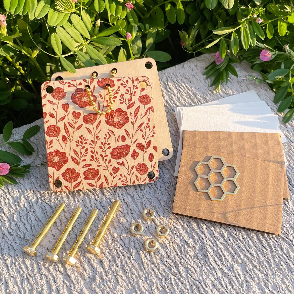 Happinit Pocket Flower Press, Small Flowers Press Kit, Micro Flower Pressing, Mini Plant Preservation Kit for Arts and Crafts Lovers (Gold) Happinit