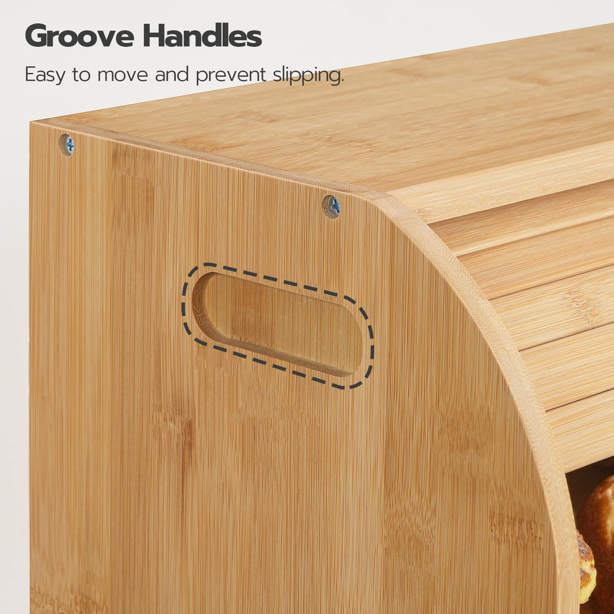 HOOBRO Bread Box, Natural Bamboo Bread Box for Kitchen Countertop, 2 Tier Roll-Top Bread Bin, Food Storage Box, Storage Cabinet, for Kitchen, Dining Room, Natural YL13MB01 HOOBRO