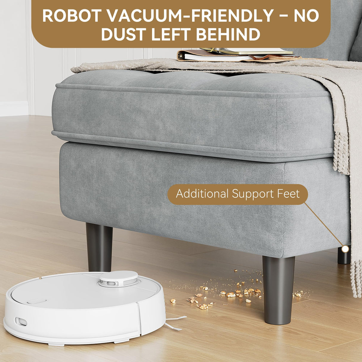 GarveeHome L Shape Sofa Couch, 76 Inch Chenille Sectional Sofa with Storage, Small Couch for Living Room Apartment, Dark Grey GarveeHome