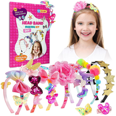 DIY Hair Accessories - Make Your Own Fashion Headbands, Arts and Crafts Gift for Girls Ages 4-9, Headband Making Kit for Ages 5-7, Birthday Gifts for Girls Toys 4-8+