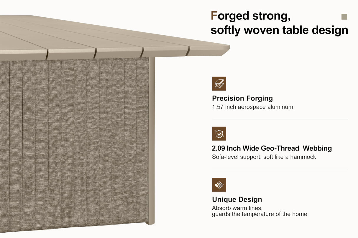 PURPLE LEAF 15 Pieces Outdoor Dining Table Set Modern Extra Large Weather-Resistant Conversation Set Pillows Included for Outdoor Garden Beige PURPLE LEAF