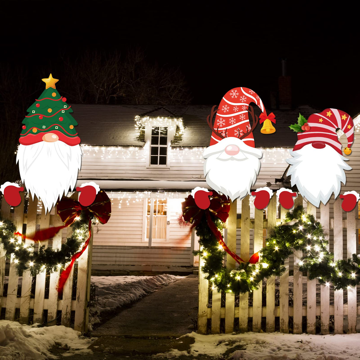 4 Pcs Christmas Fence Peeker Decoration Garden Yard Decorations Xmas Outdoor Garden Fence Sign Ornament Christmas Peeker Art for Holiday Patio Home Decor(Novel Style) Amyhill