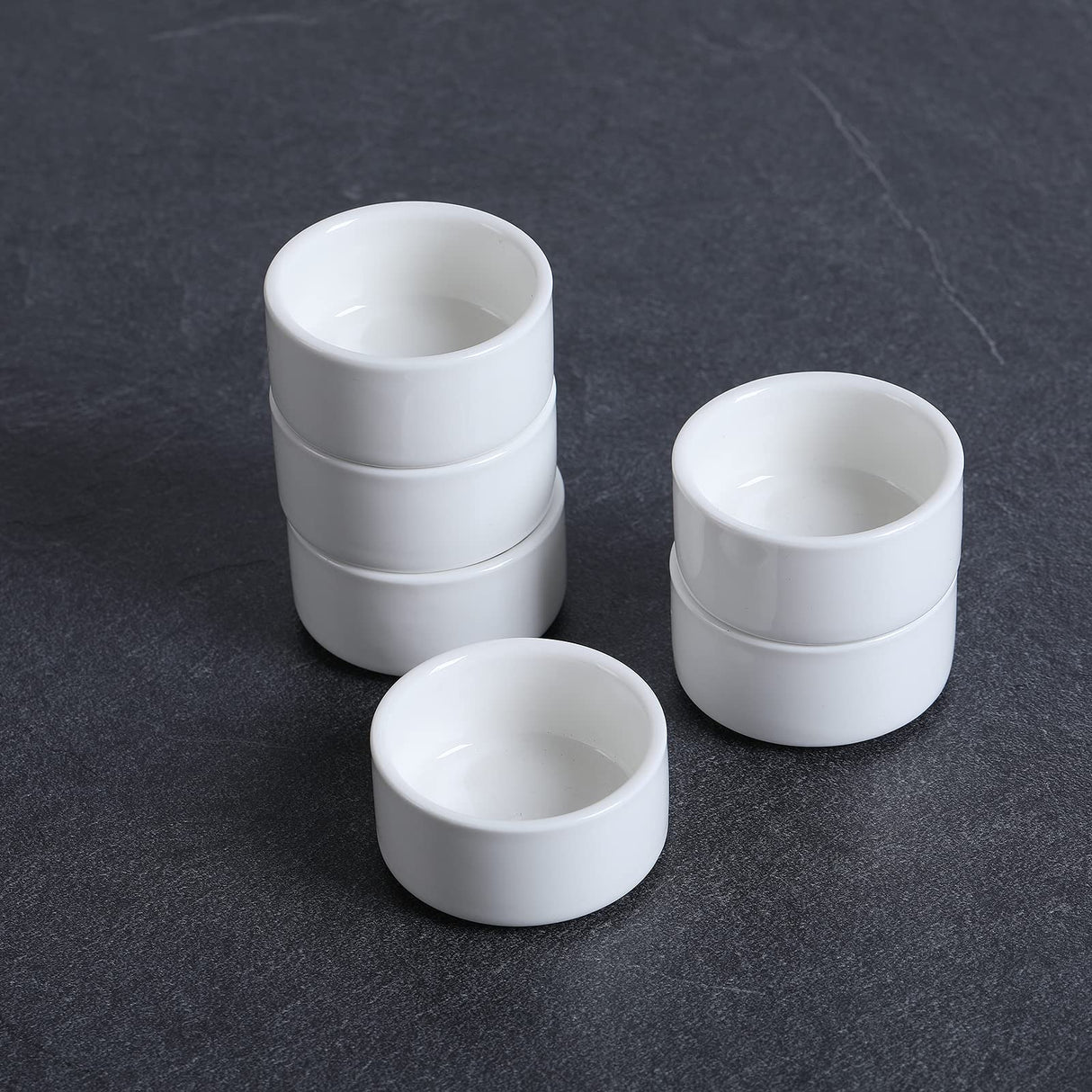 1oz Mini Porcelain Ramekins Set of 6,Small Ceramics Souffle Dish, 30ml White HAOTOP