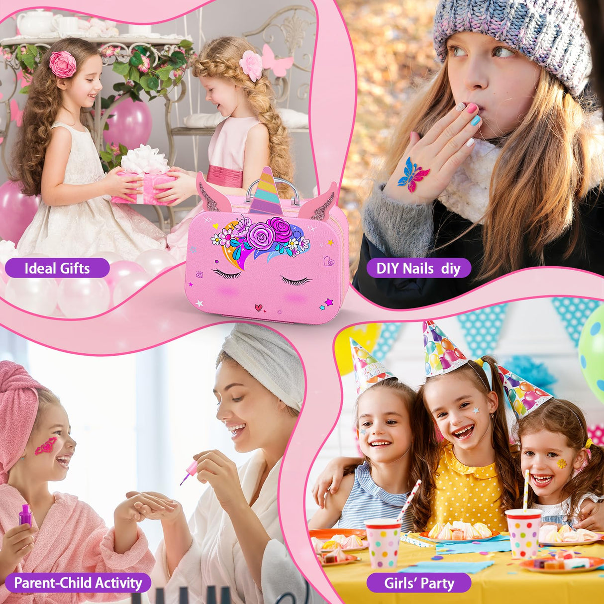 Kids Nail Polish Set for Girls, Nail Art Kit with Nail Dryer & DIY Nail Stickers, Nail Kit Toys for Girls with Non-Toxic Nail Polish,Age 3-12 Little Girl Gift Toys Websonaw