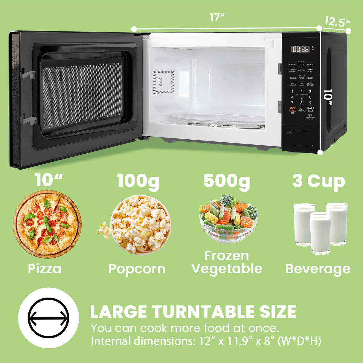 COMFEE CMO-C20M1WB Countertop Microwave Oven, 0.7 cu.ft Small Microwave with 11 power levels,Turntable Reset Function, Speedy Cooking, Weight/Time Defrost, Memory function, Children Lock, 700W COMFEE'