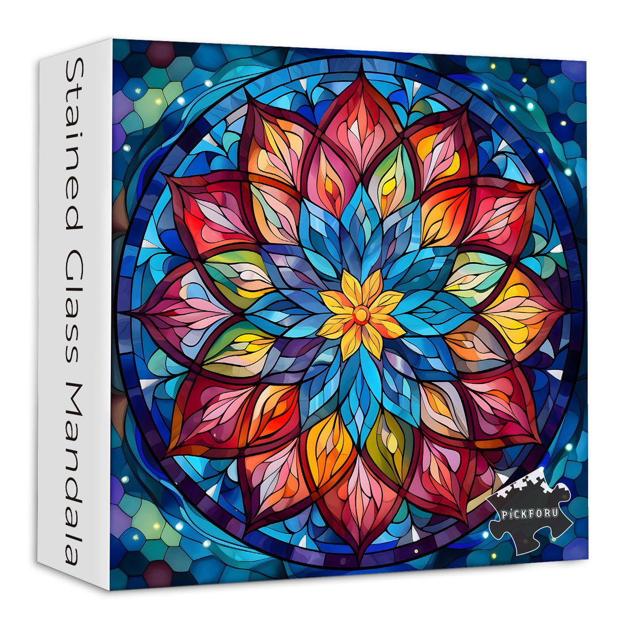 Stained Glass Puzzle Mandala Puzzle for Adults 1000 Pieces, Colorful Mandala Flower Puzzle Art, Impossible Hard Difficult Challenging Jigsaw Puzzles for Adults PICKFORU