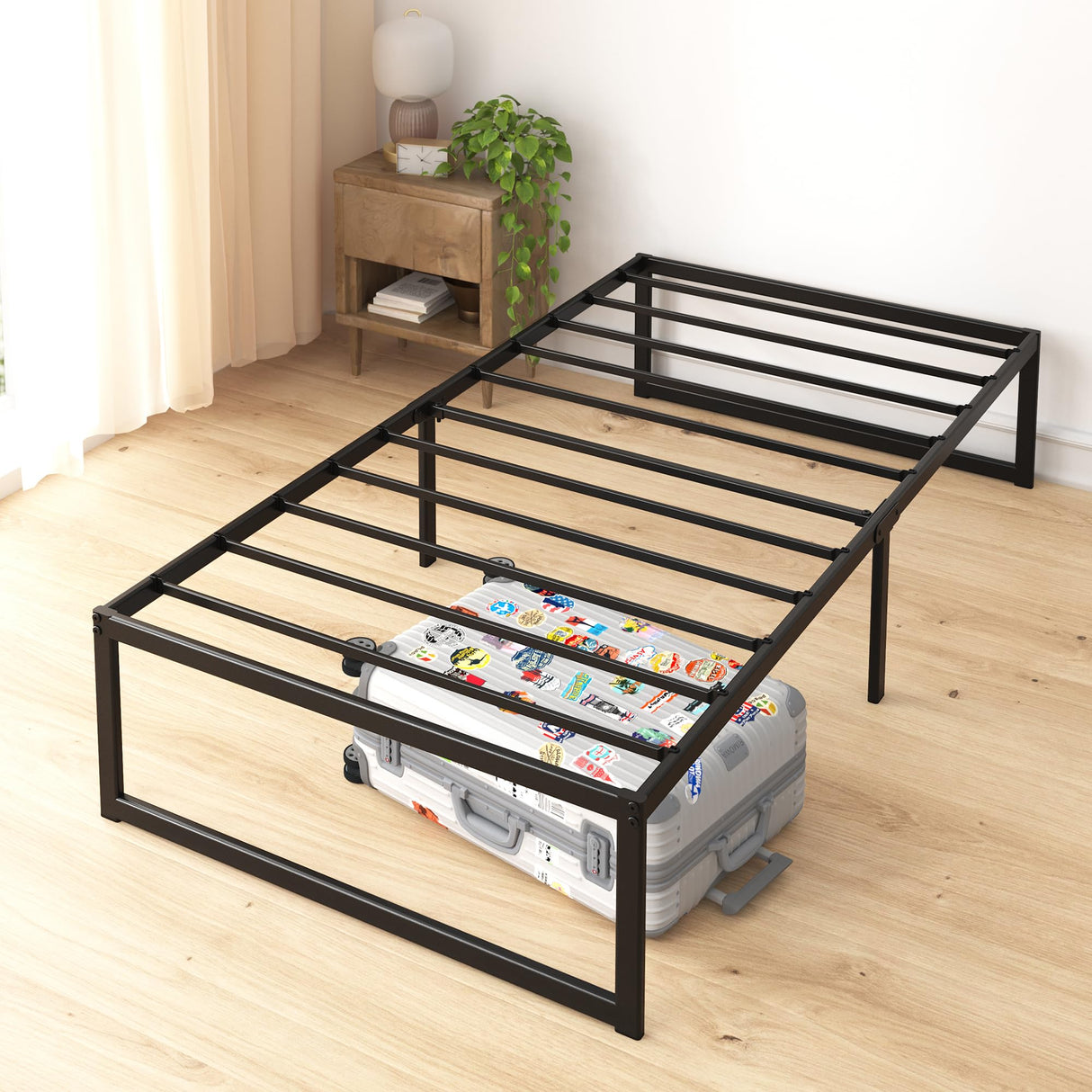 ZINUS ABEL 14 Inch Platform Bed Frame, Steel Slat Support, Easy Assembly, No Box Spring Needed, Eco Friendly WonderBox(TM) Packaging, Black, Twin ZINUS