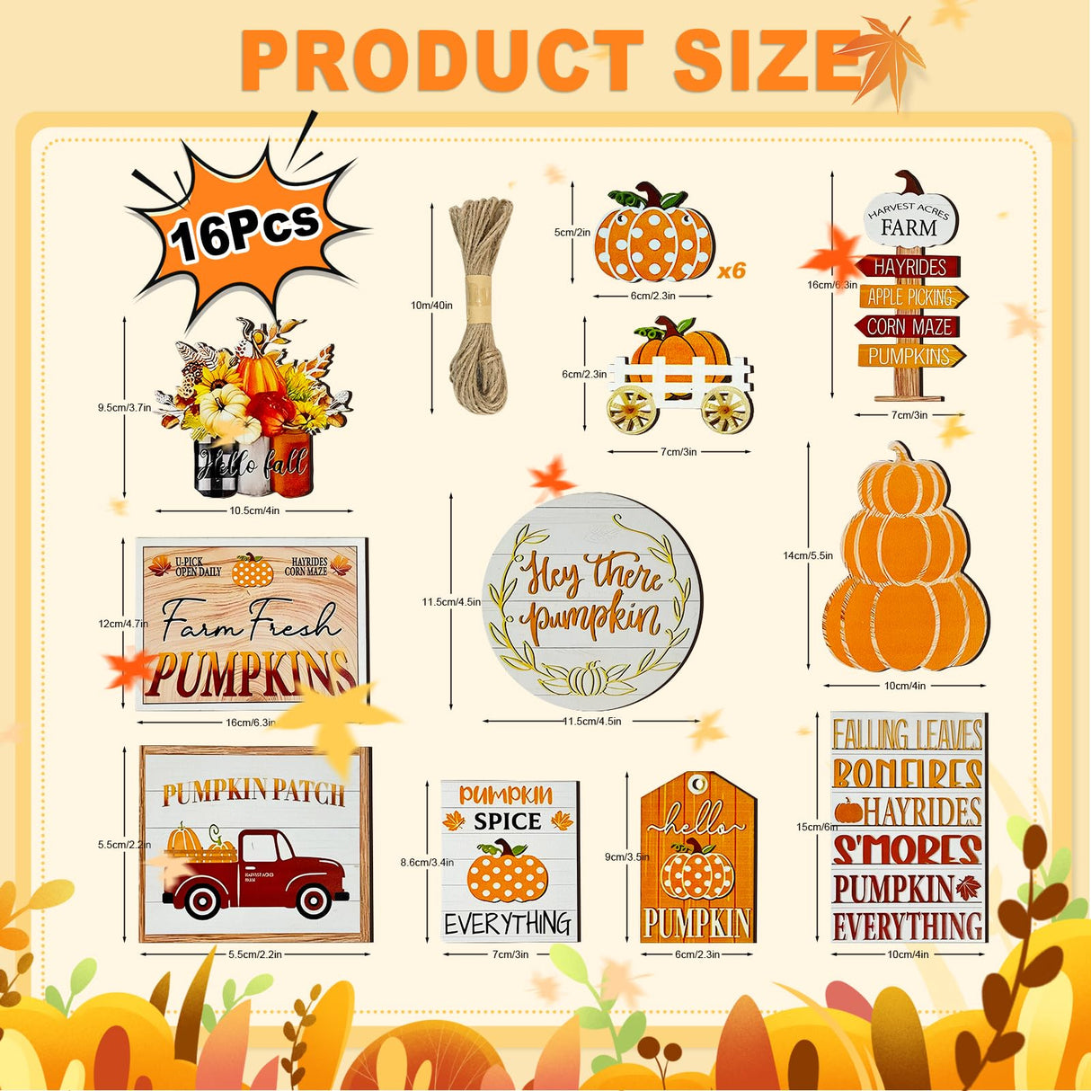 Thanksgiving Tiered Tray Decor Set Pumpkin Home Decorations Rustic Farmhouse Truck Wooden Sign Spice Blocks Autumn Sign for Festival Gift Tabletop (Pumpkin) LWuuywa