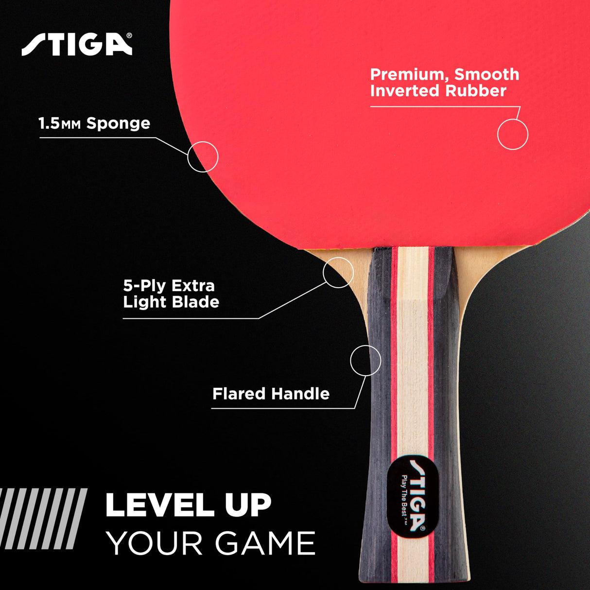 STIGA Performance 4 Player Ping Pong Paddle Set of 4 – Table Tennis Rackets, 6 – 3 Star Orange and White Balls Stiga