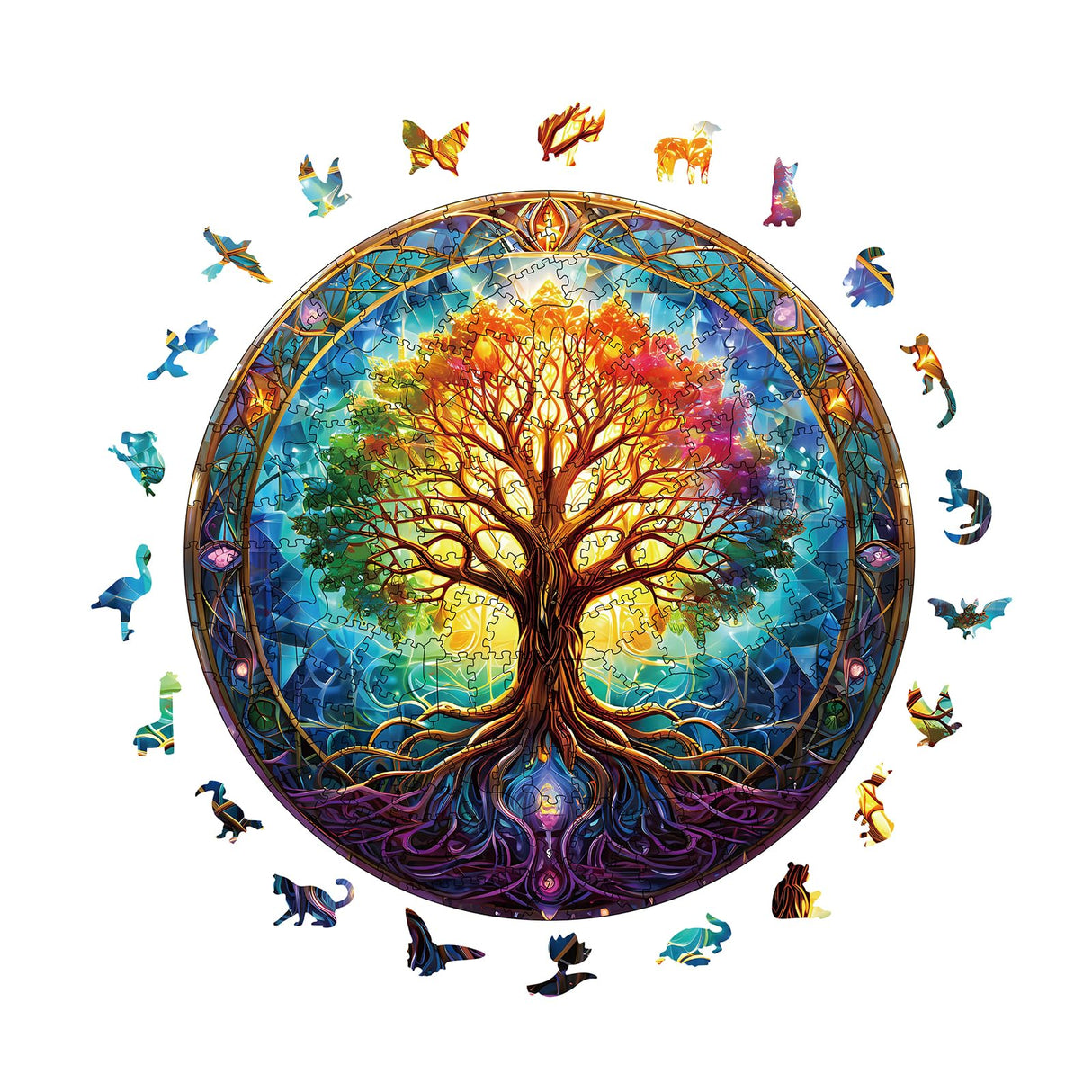 Wooden Puzzles for Adults, 200 Pieces Tree of Life Puzzle Uniquely Irregular Animal Shaped Wooden Jigsaw Puzzles, Creative Gift for Teenagers and Adults WHJSG