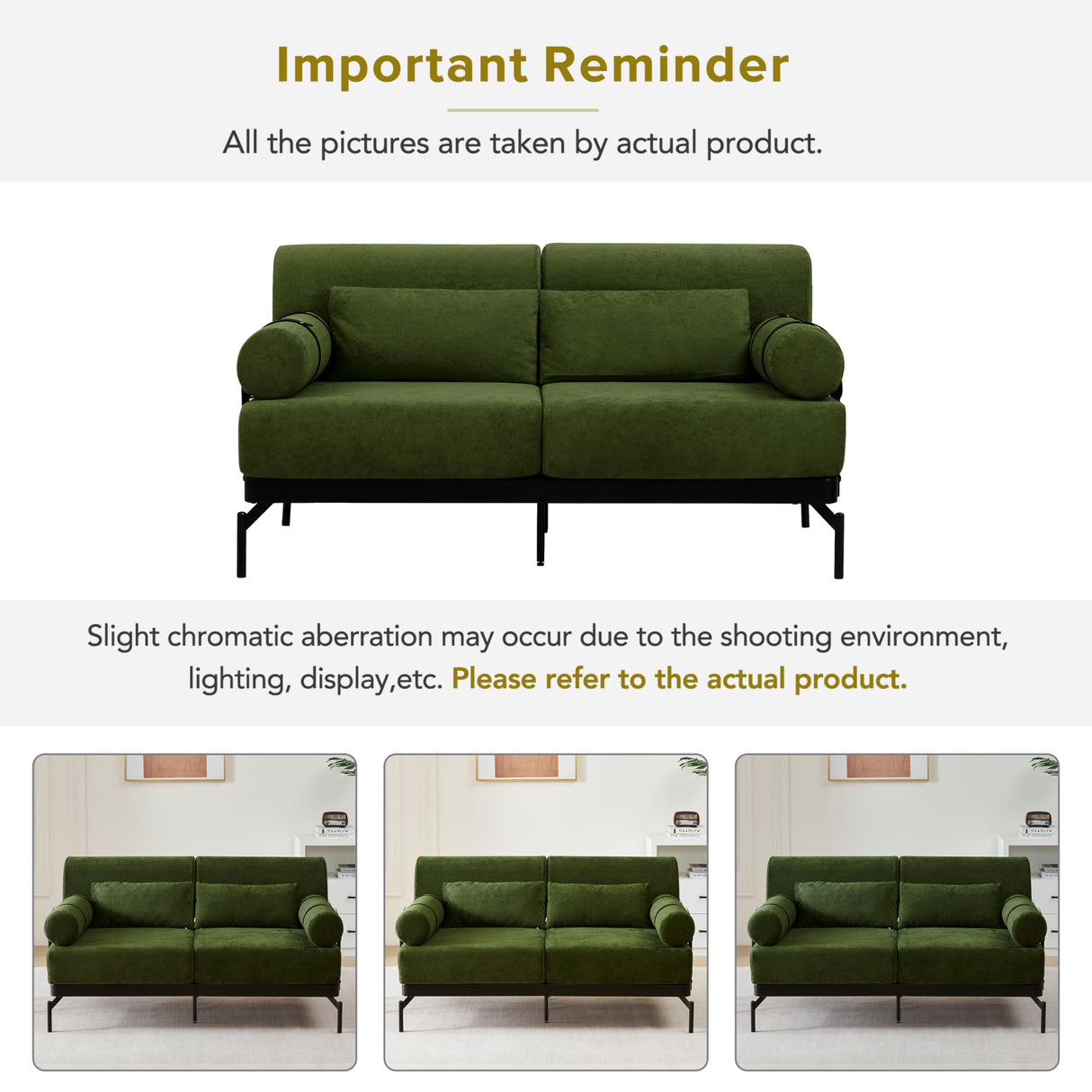 Ball & Cast Futon Sofa with Flexible USB Ports, Modern Loveseat Sofa Couch 2-Seater Sofa with Unique Cylindrical Armrests,for Small Spaces, Living Room or Office, Corduroy Futons Sofas (Green) Ball & Cast