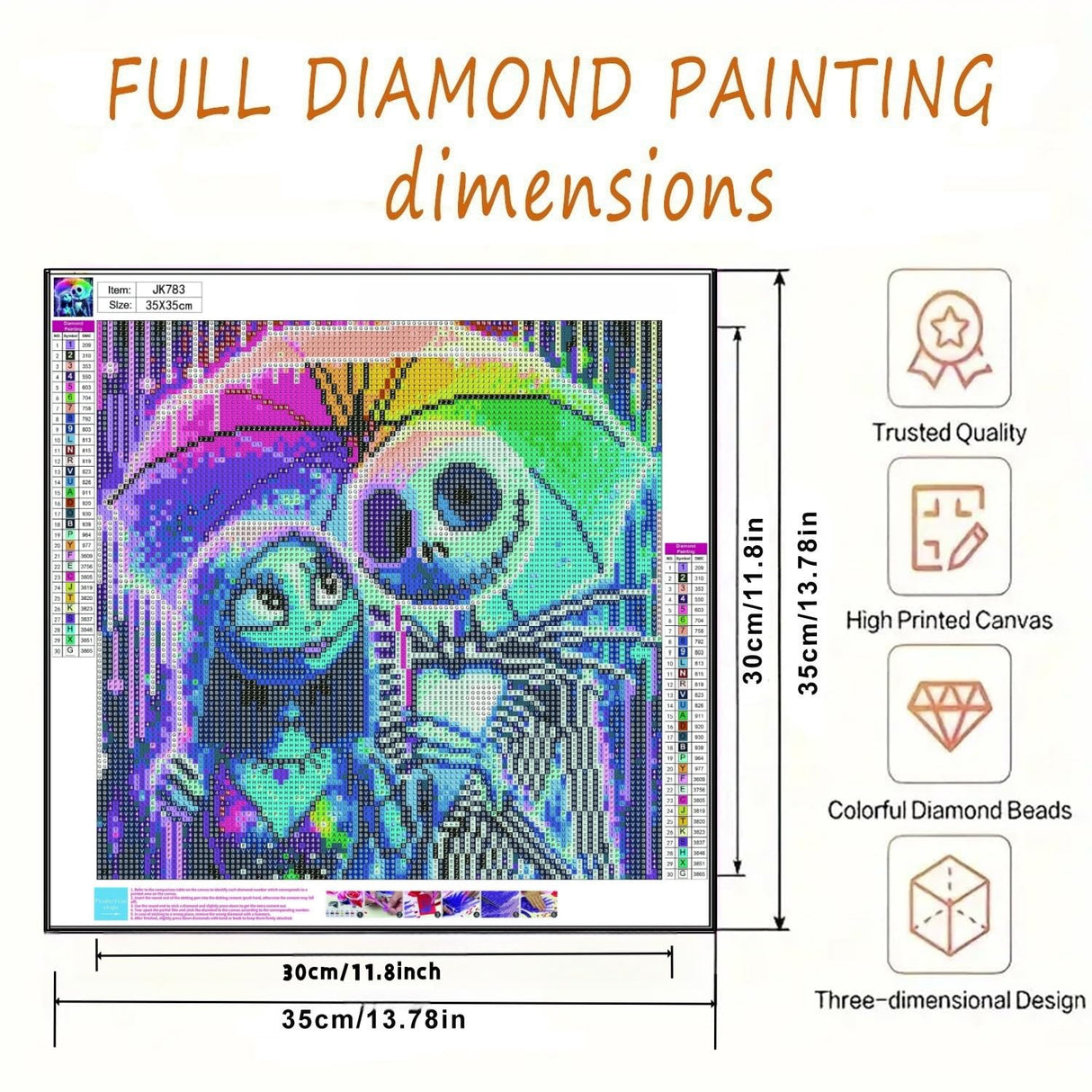 BYGFHLYW 5D Diamond Painting Kits for Adults,Skull Diamond Art Kits for Adults Beginner, DIY Full Drill Diamond Dot Gem Painting for Home Wall Decor 13.7x13.7inch BYGFHLYW